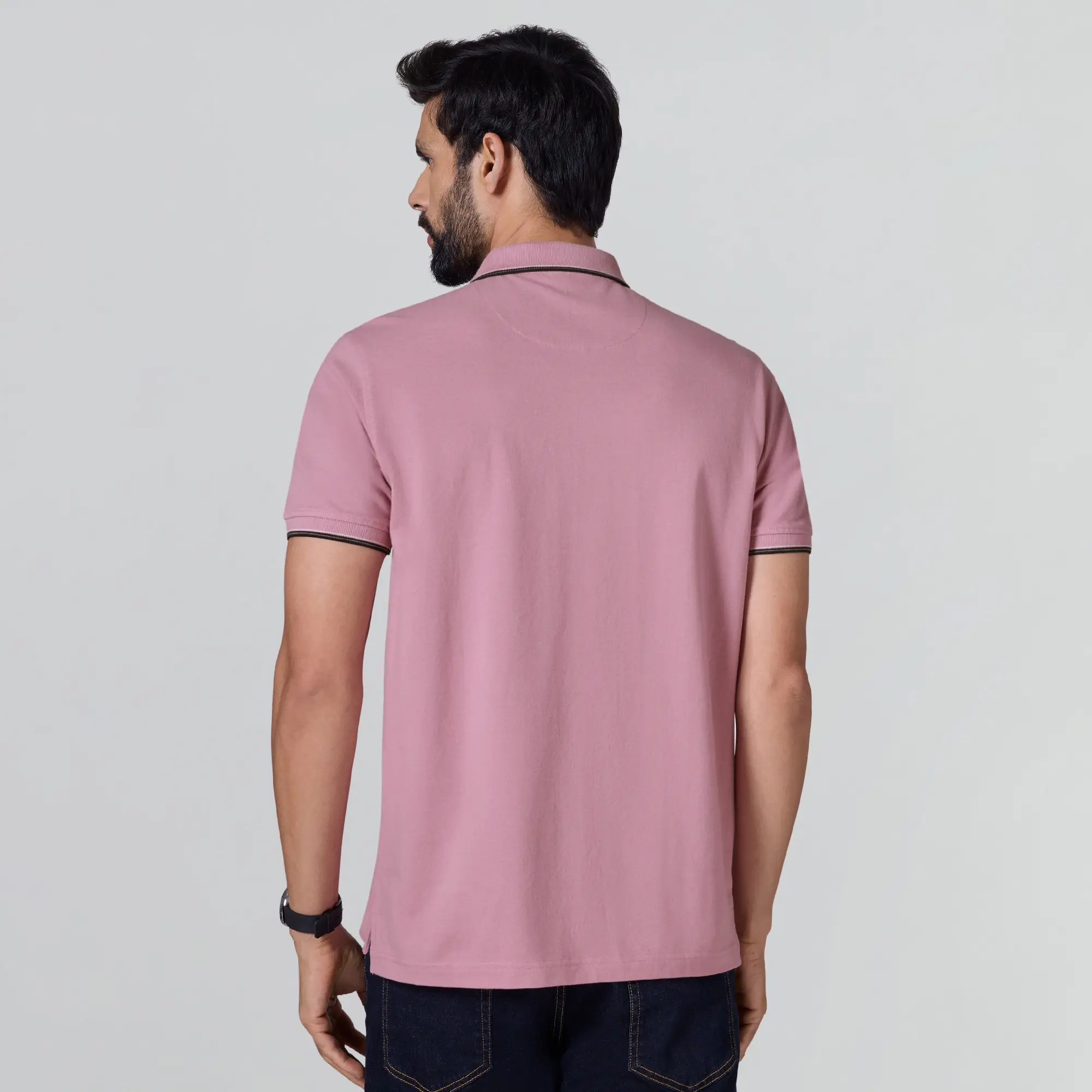 Accent Cotton Polo T-shirt - Blush Pink - Image 5