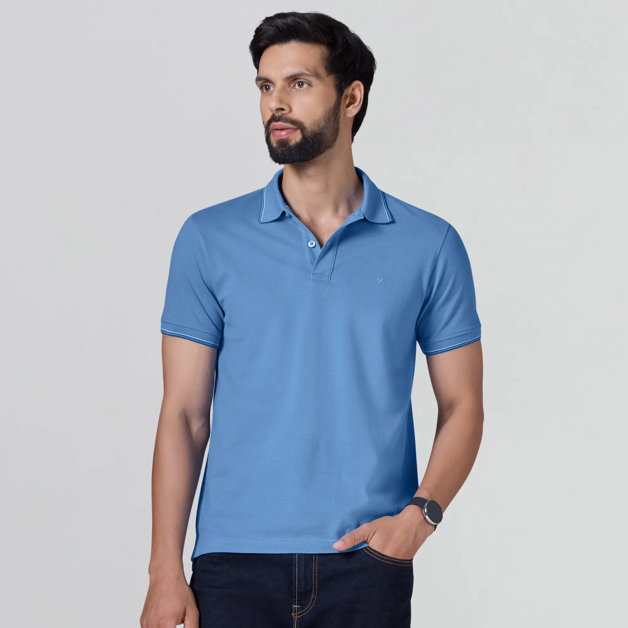 Accent Cotton Polo T-shirt - French Blue