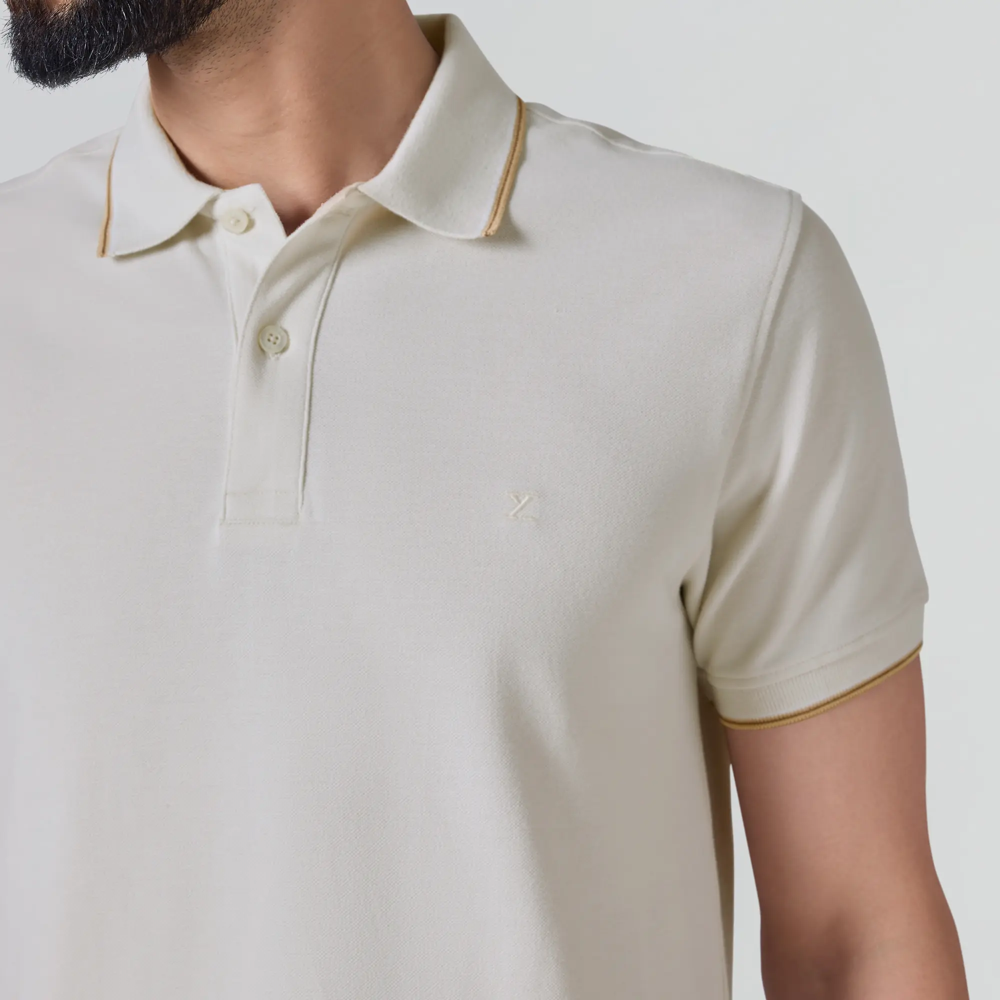 Accent Cotton Polo T-shirt - Pearl White - Image 6