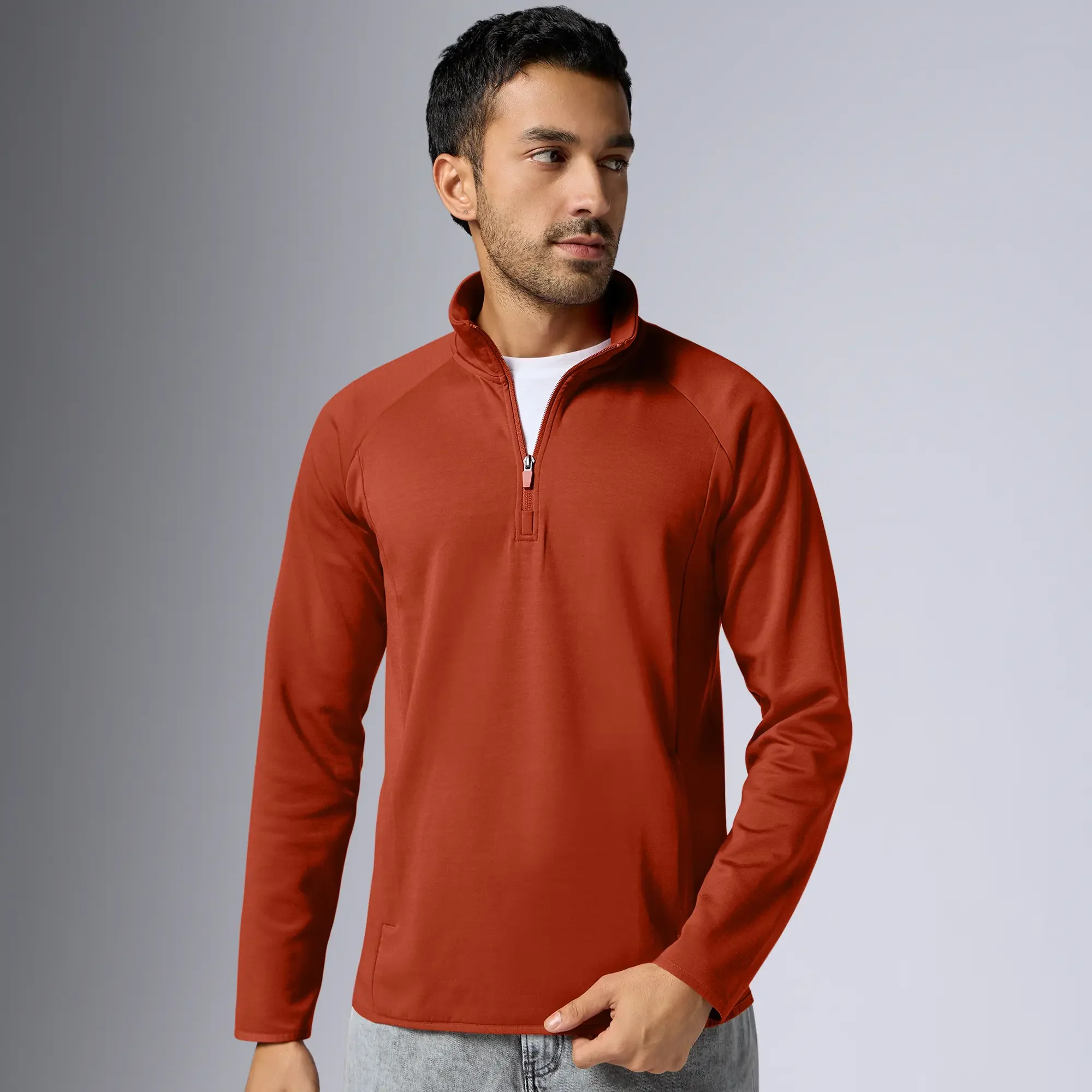 Alpha Half Zip Sweatshirt Auburn Red - Image 3