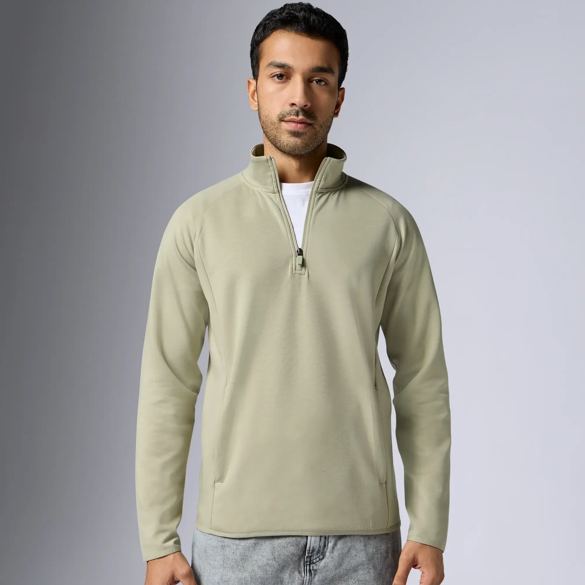 Alpha Half Zip Sweatshirt Cascade Grey - Image 4