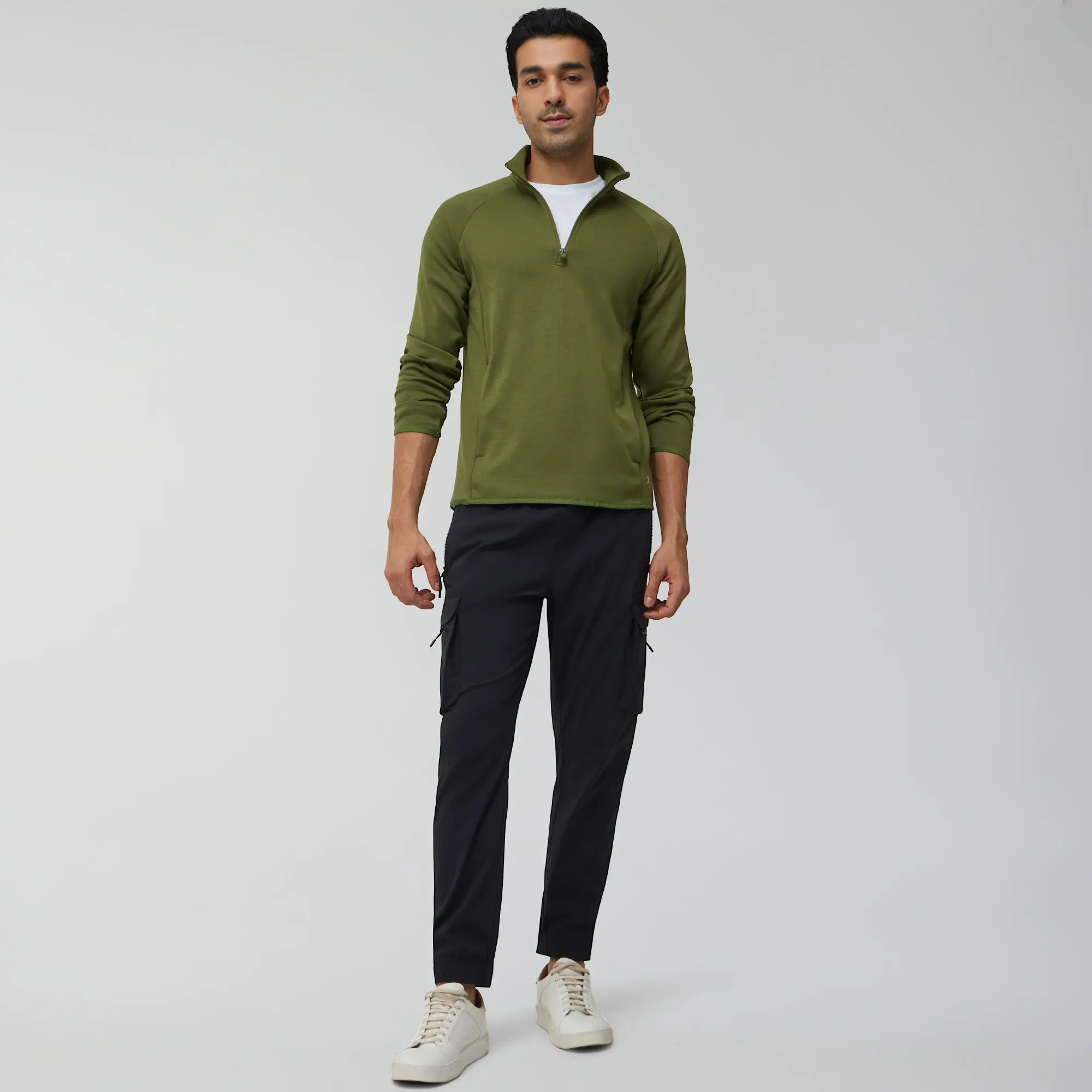 Alpha Half Zip Sweatshirt Olive Green - Image 3