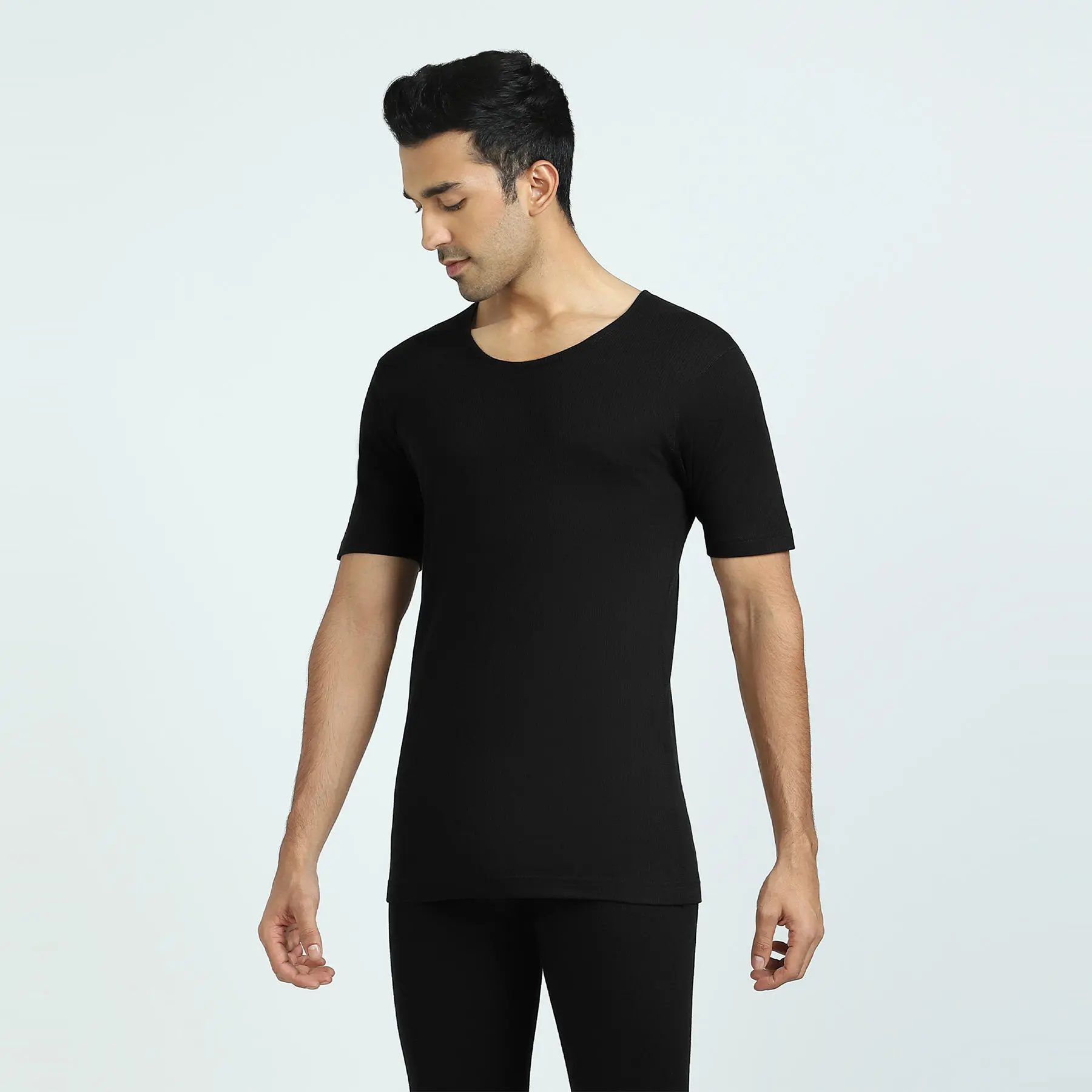 Cotton Rich Short Sleeve Thermal Set Pitch Black - Image 4