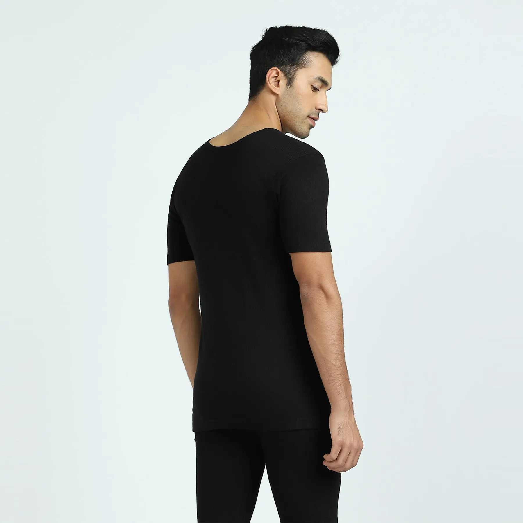 Cotton Rich Short Sleeve Thermal Set Pitch Black - Image 5