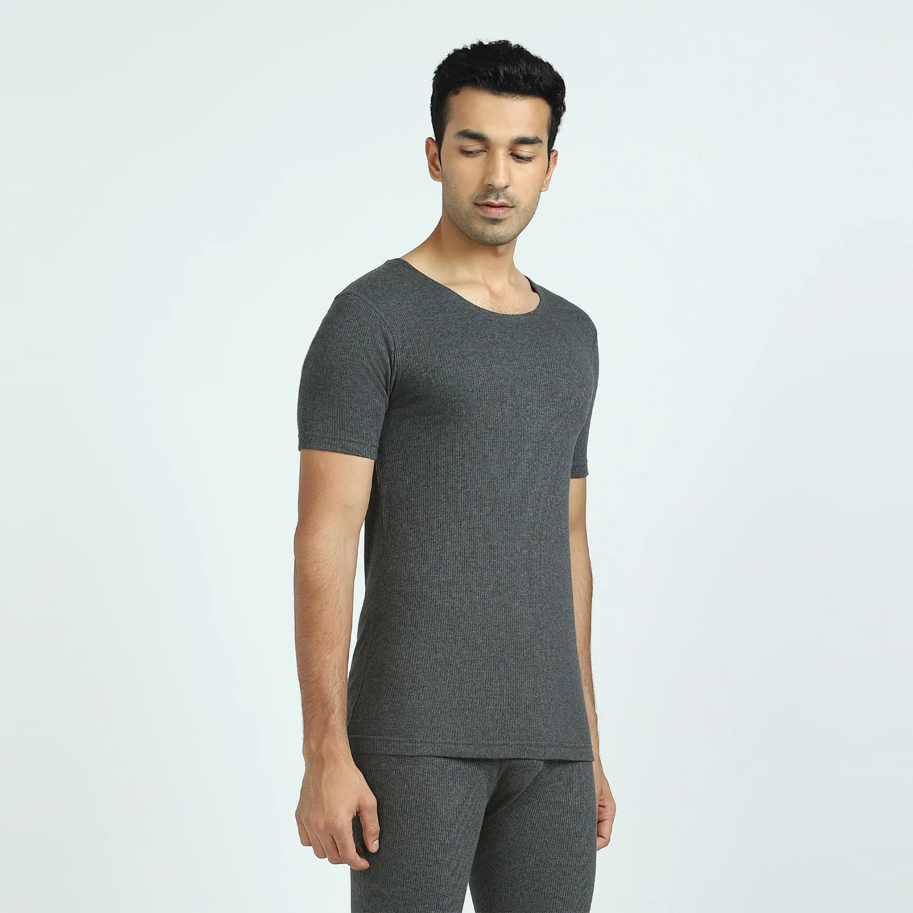 Cotton Rich Short Sleeve Thermal Set Graphite Grey - Image 4