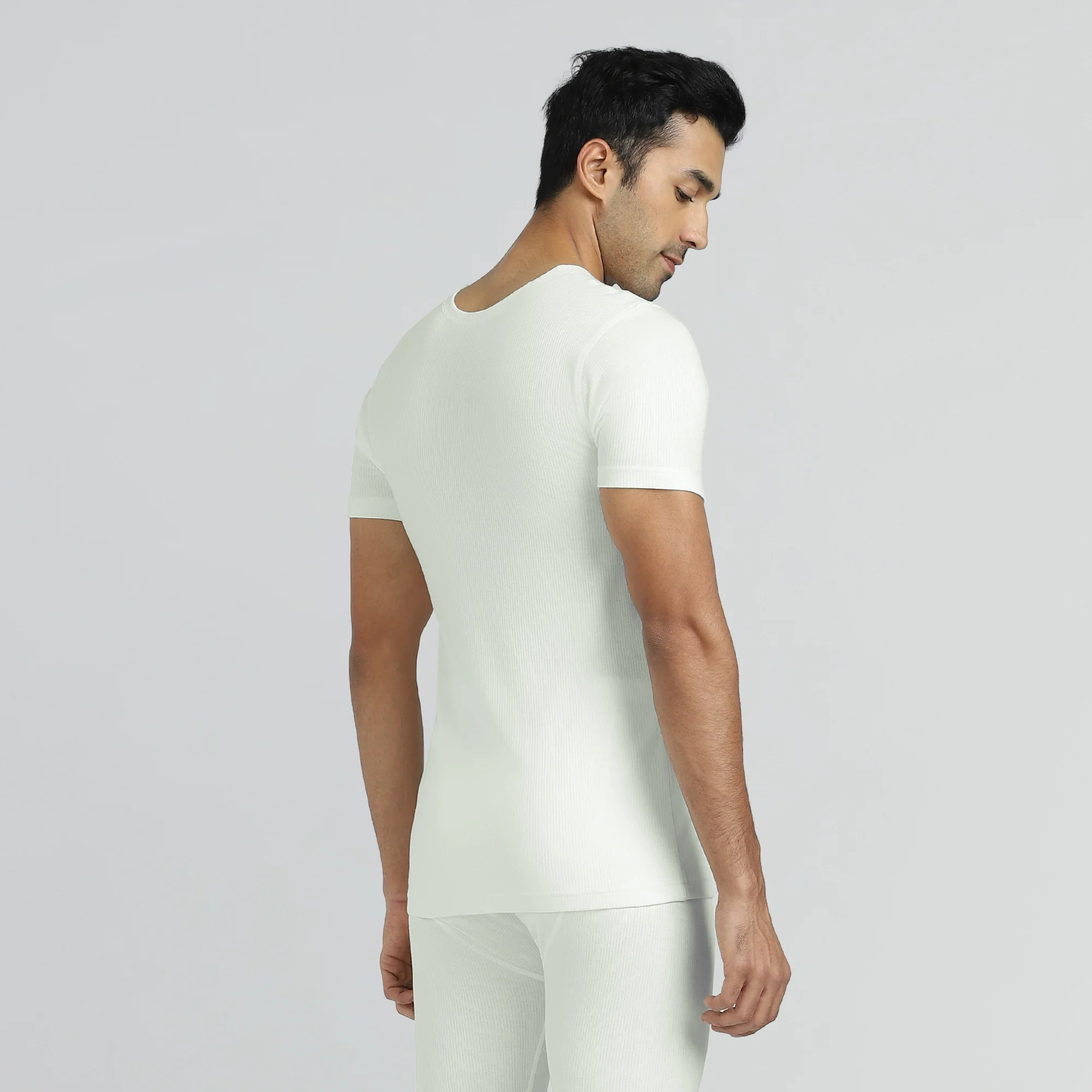 Cotton Rich Thermal Short Sleeve Vest Ivory White - Image 5