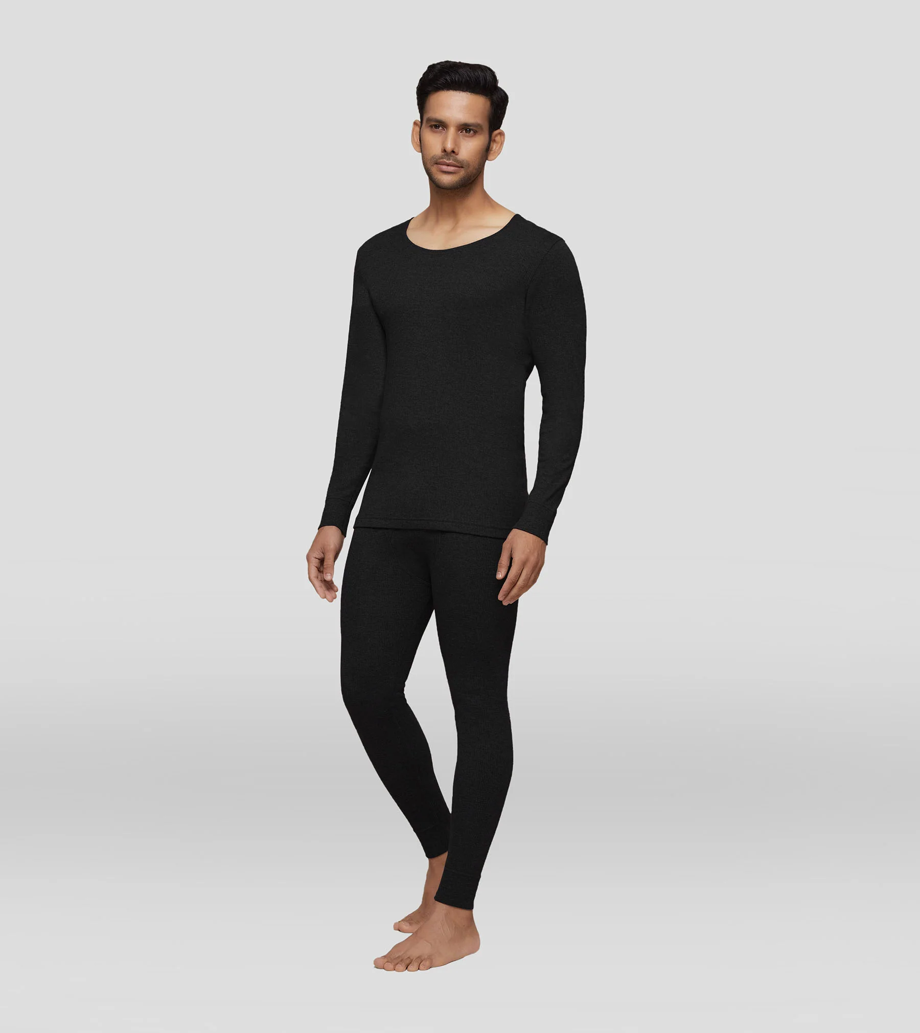 Cotton Rich Long Sleeve Thermal Set Pitch Black - Image 2