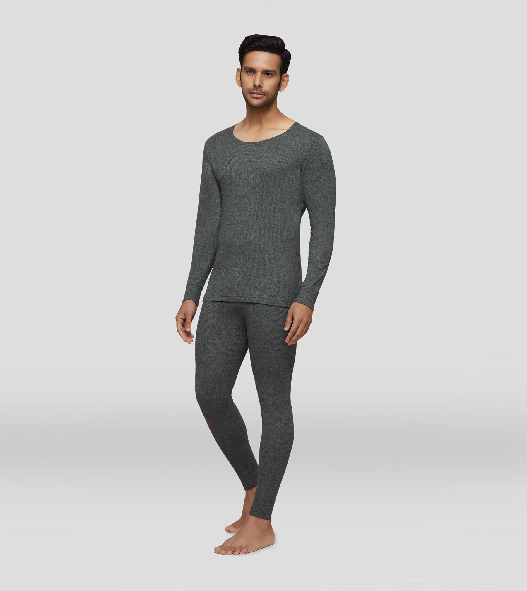 Cotton Rich Long Sleeve Thermal Set Graphite Grey - Image 2