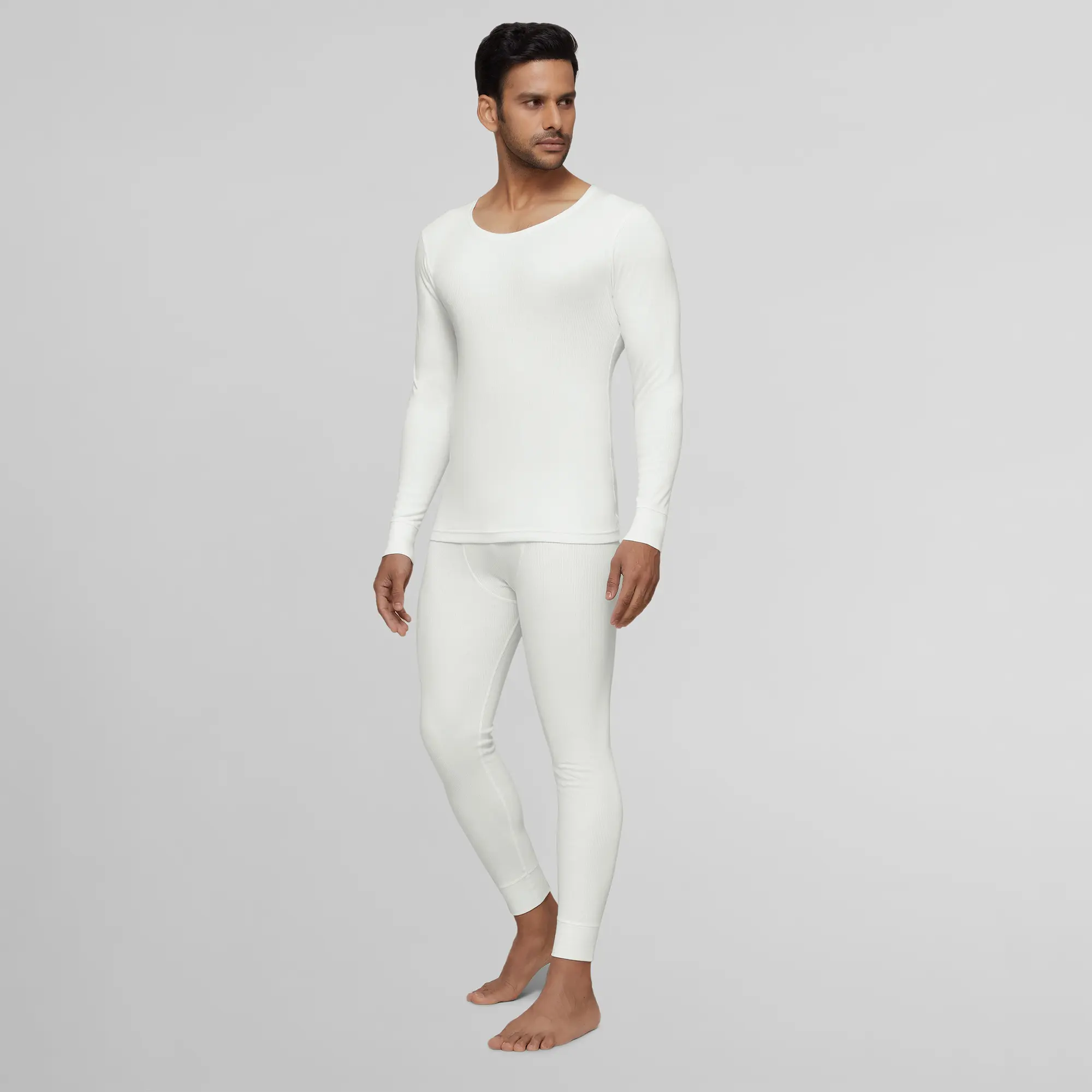 Cotton Rich Thermal Long Sleeve Vest Ivory White - Image 3