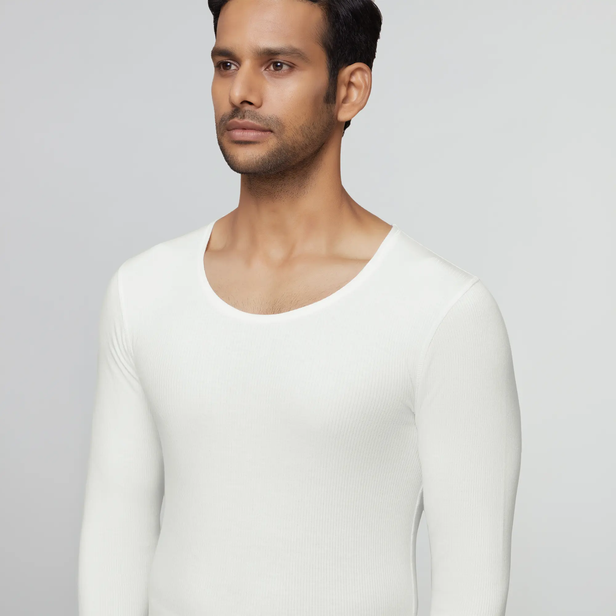 Cotton Rich Thermal Long Sleeve Vest Ivory White - Image 4