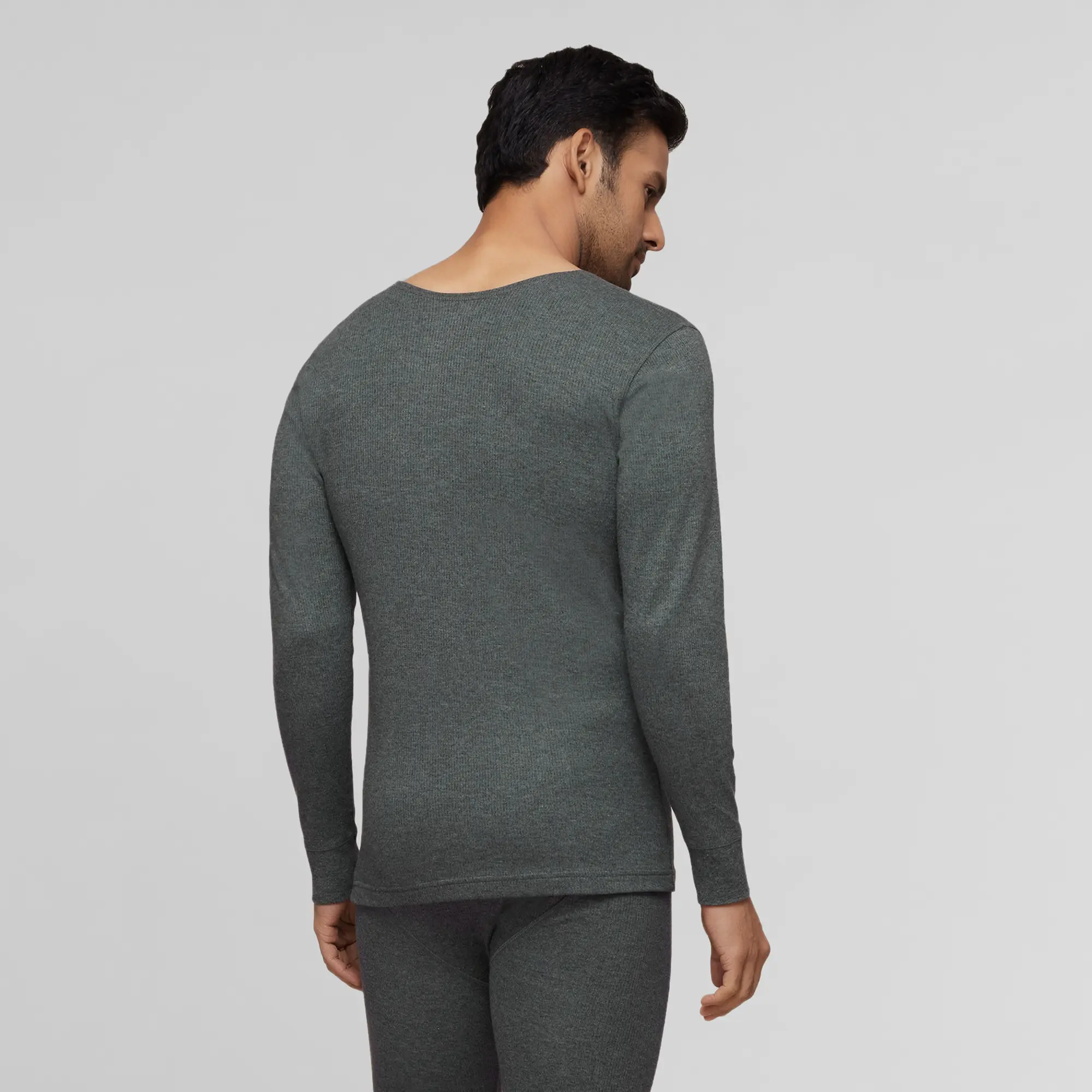 Cotton Rich Thermal Long Sleeve Vest Graphite Grey - Image 5