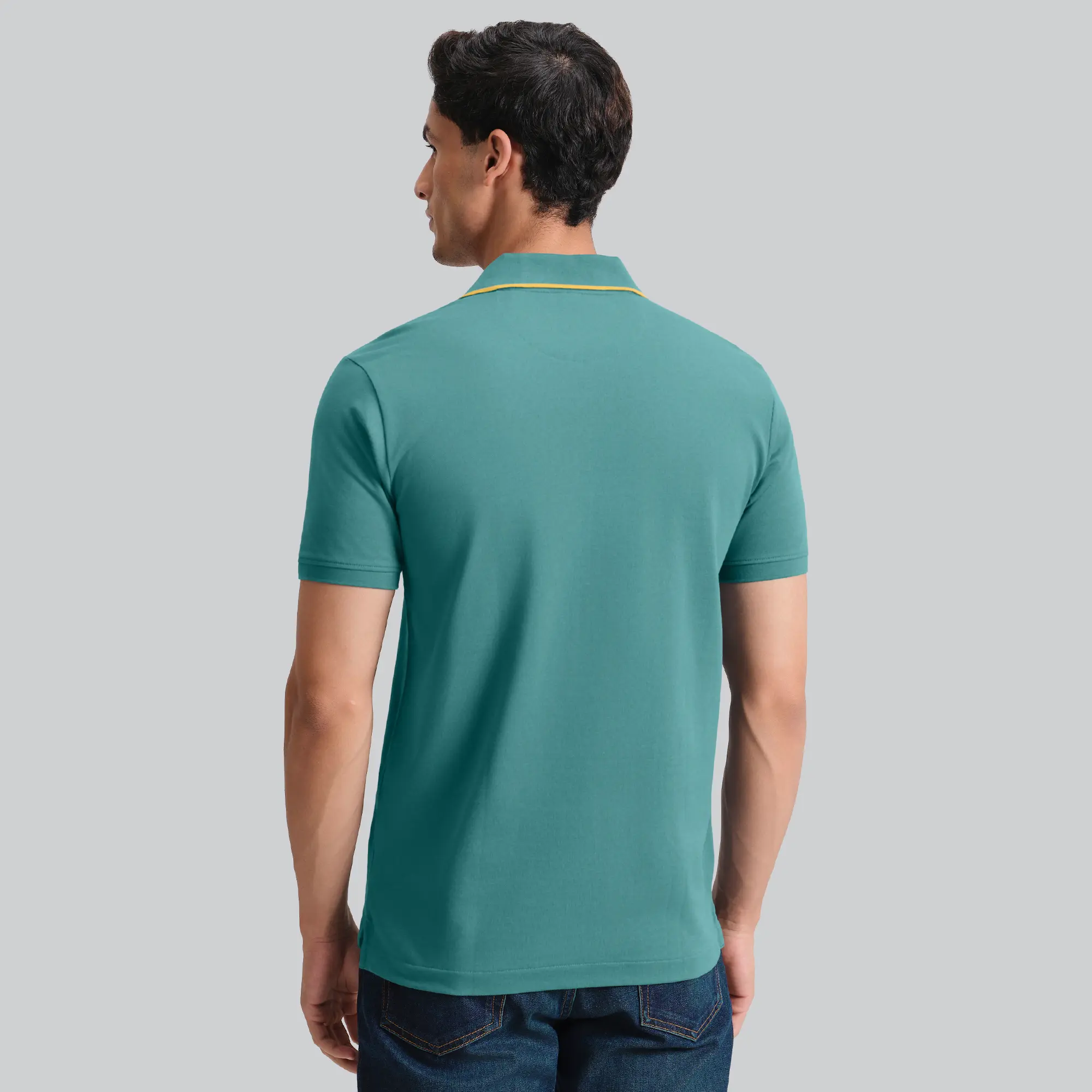 Pique Polo T-shirt - Aqua Green - Image 6