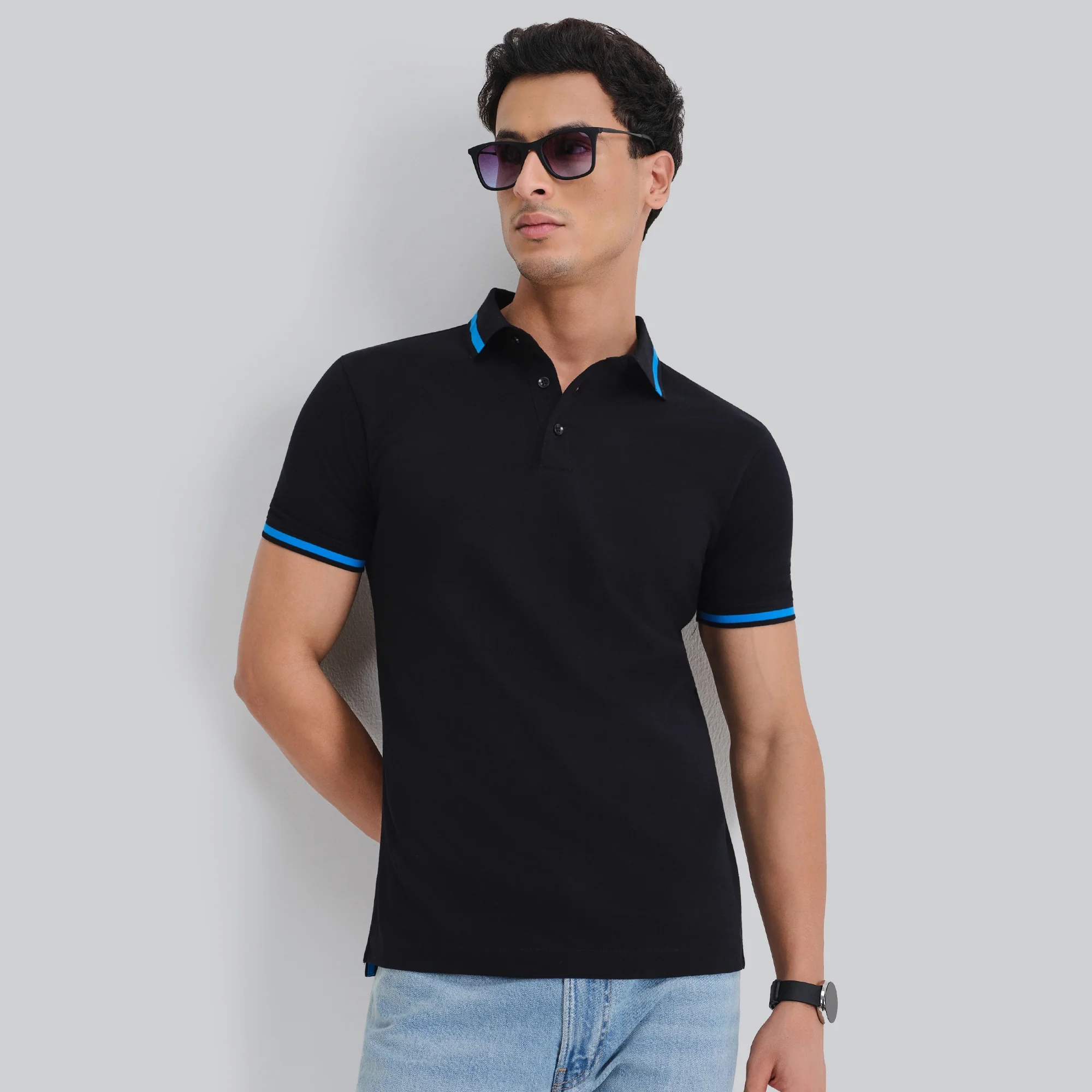 Pique Polo T-shirt - Black Knight - Image 2