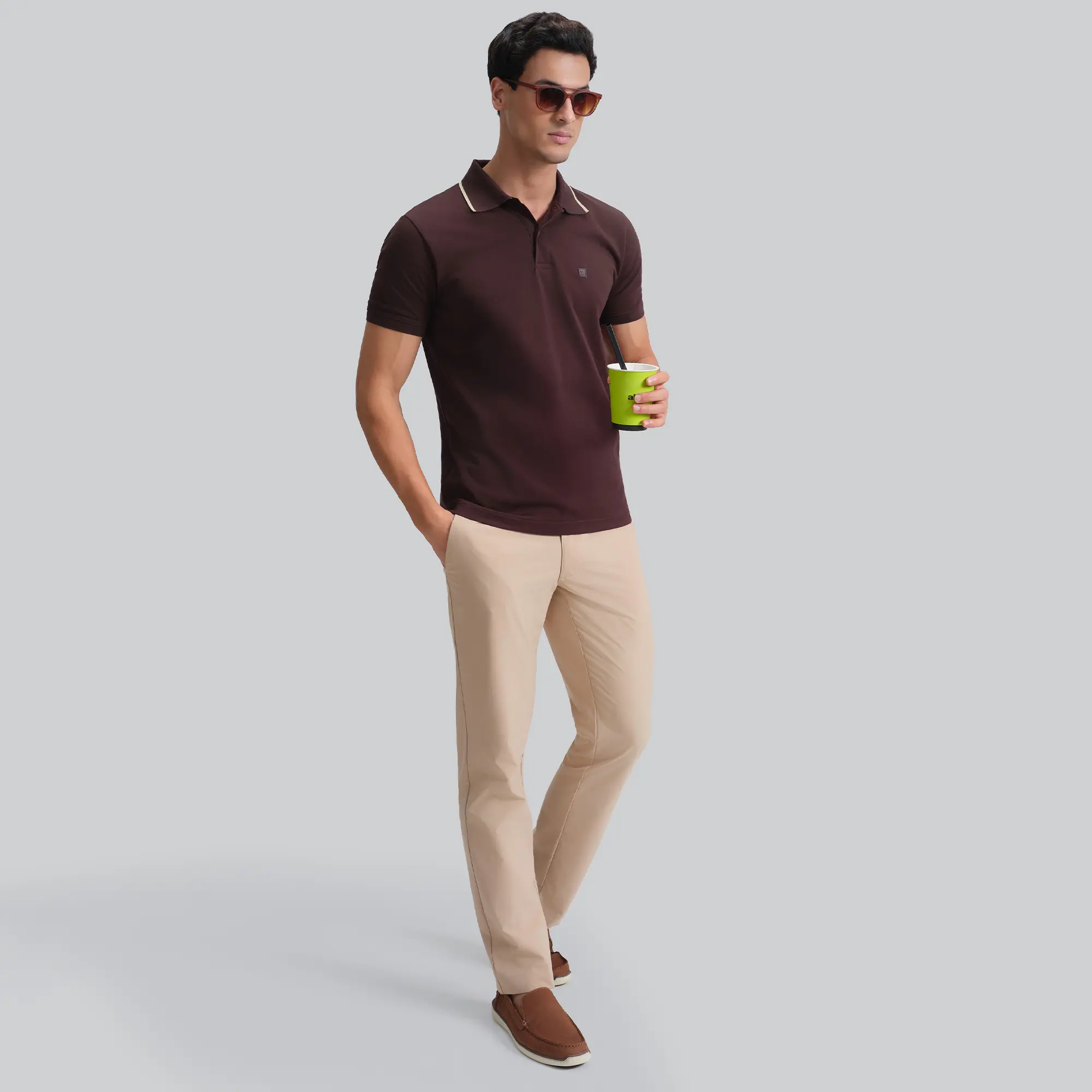 Pique Polo T-shirt - Espresso Brown - Image 3