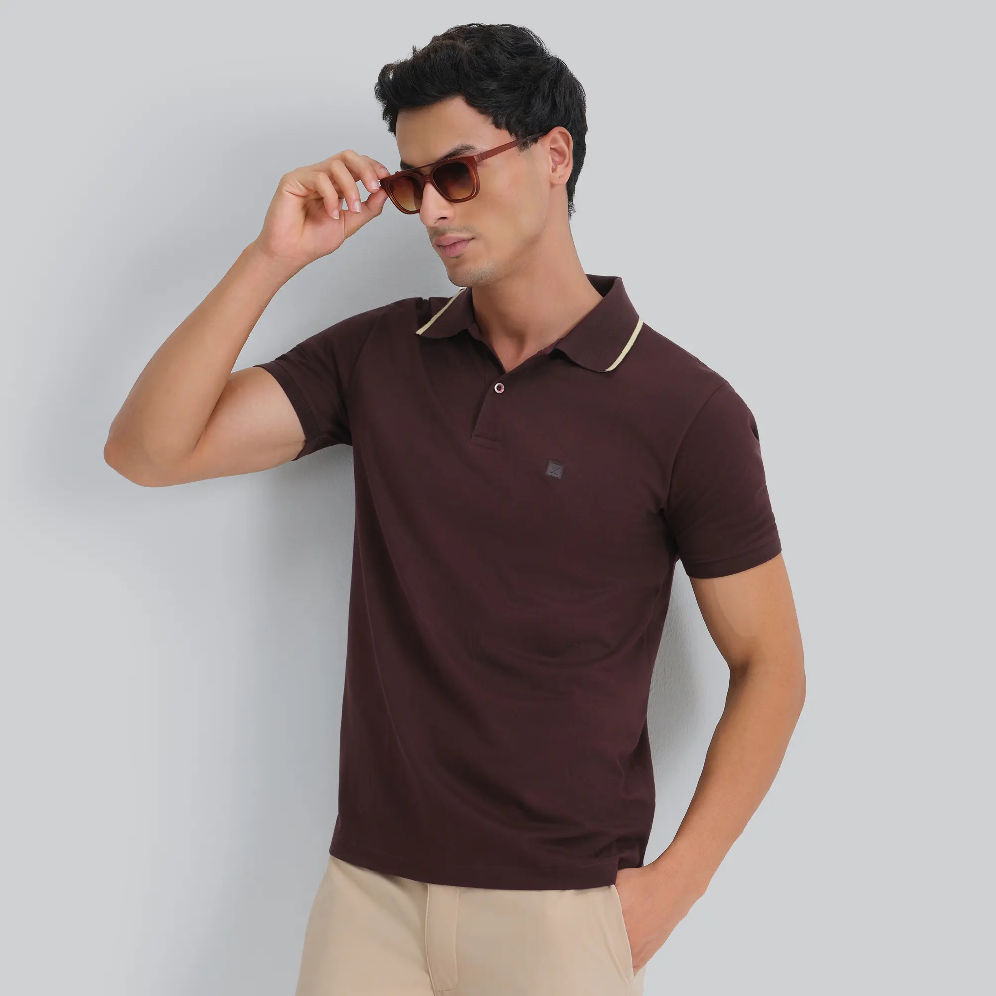 Pique Polo T-shirt - Espresso Brown - Image 4