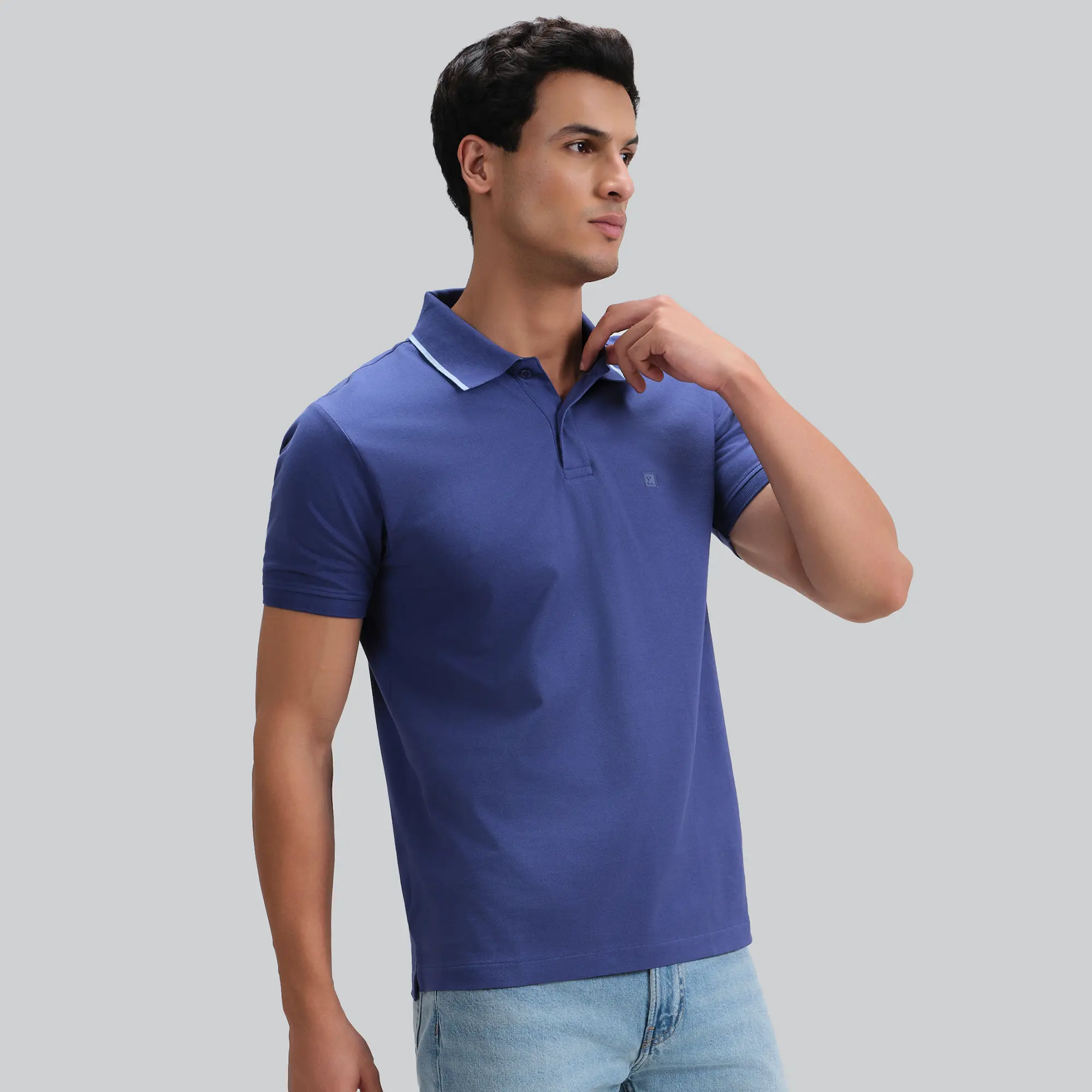 Pique Polo T-shirt - Iris Blue - Image 5