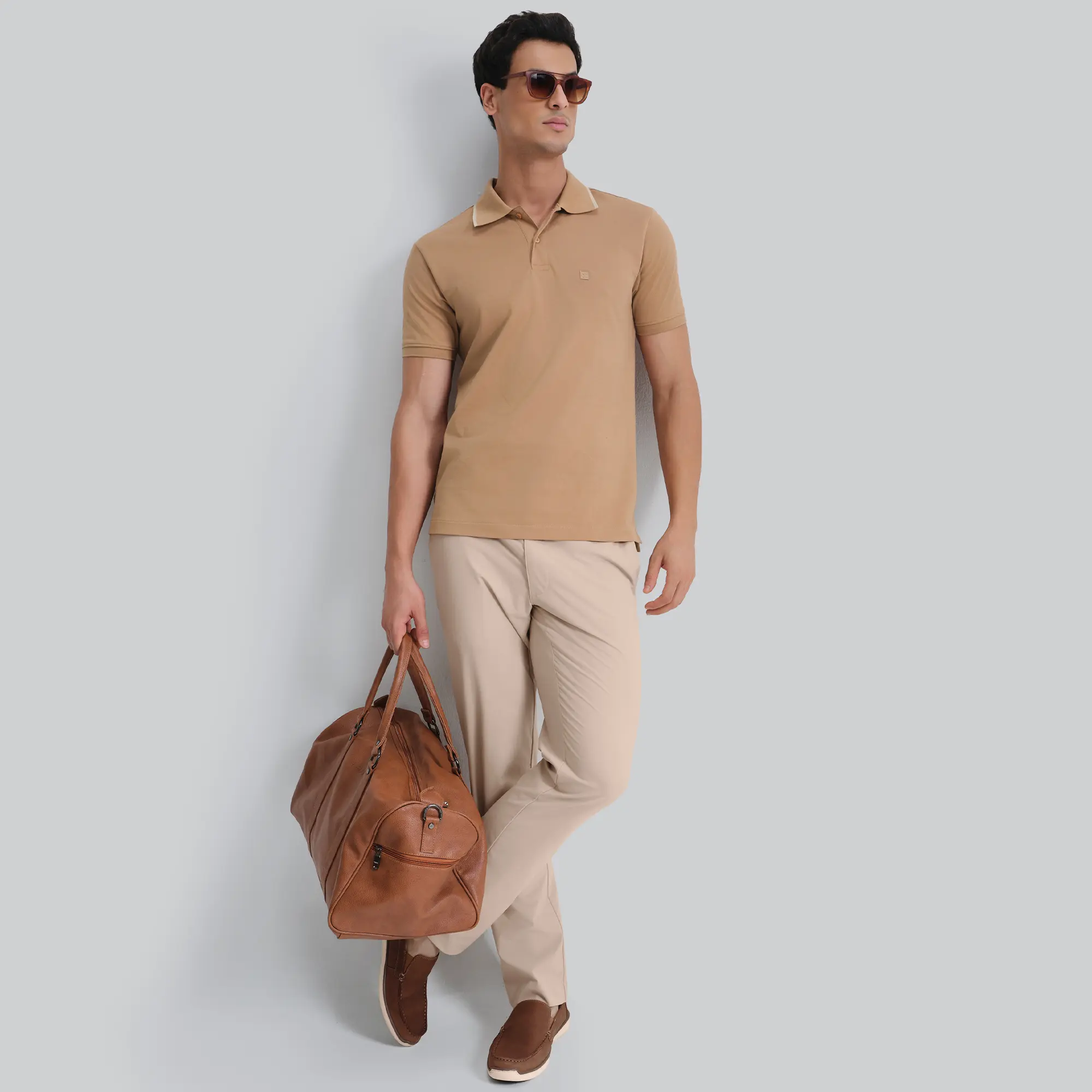 Pique Polo T-shirt - Mocha Brown - Image 3