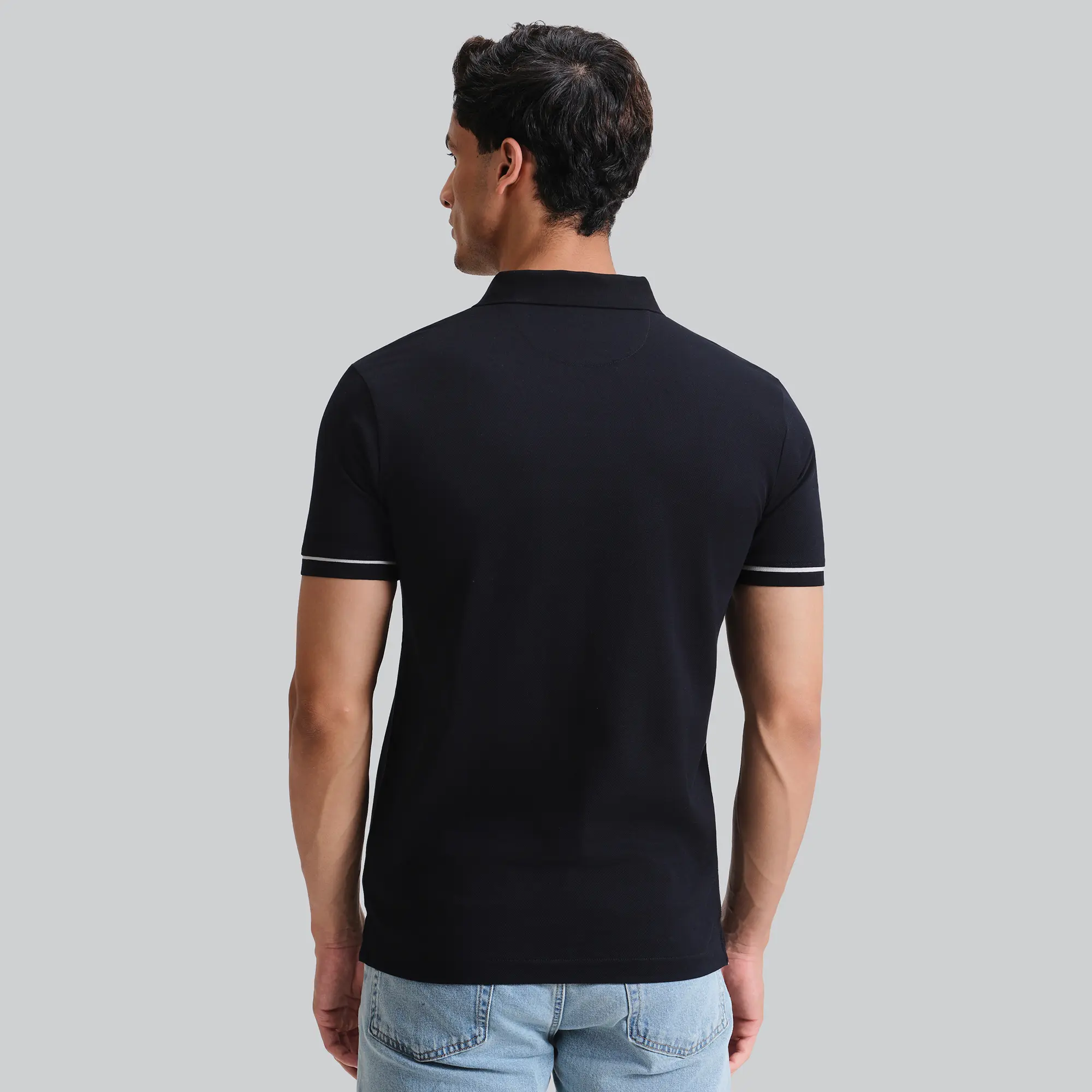 Pique Polo T-shirt - Pitch Black - Image 6