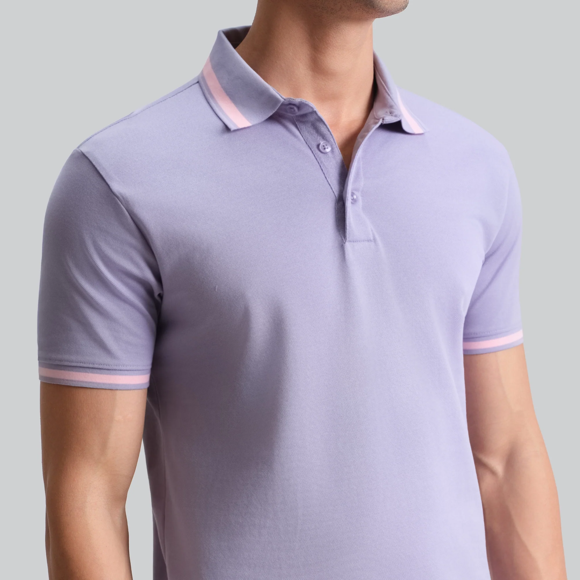 Pique Polo T-shirt - Purple Mist - Image 2