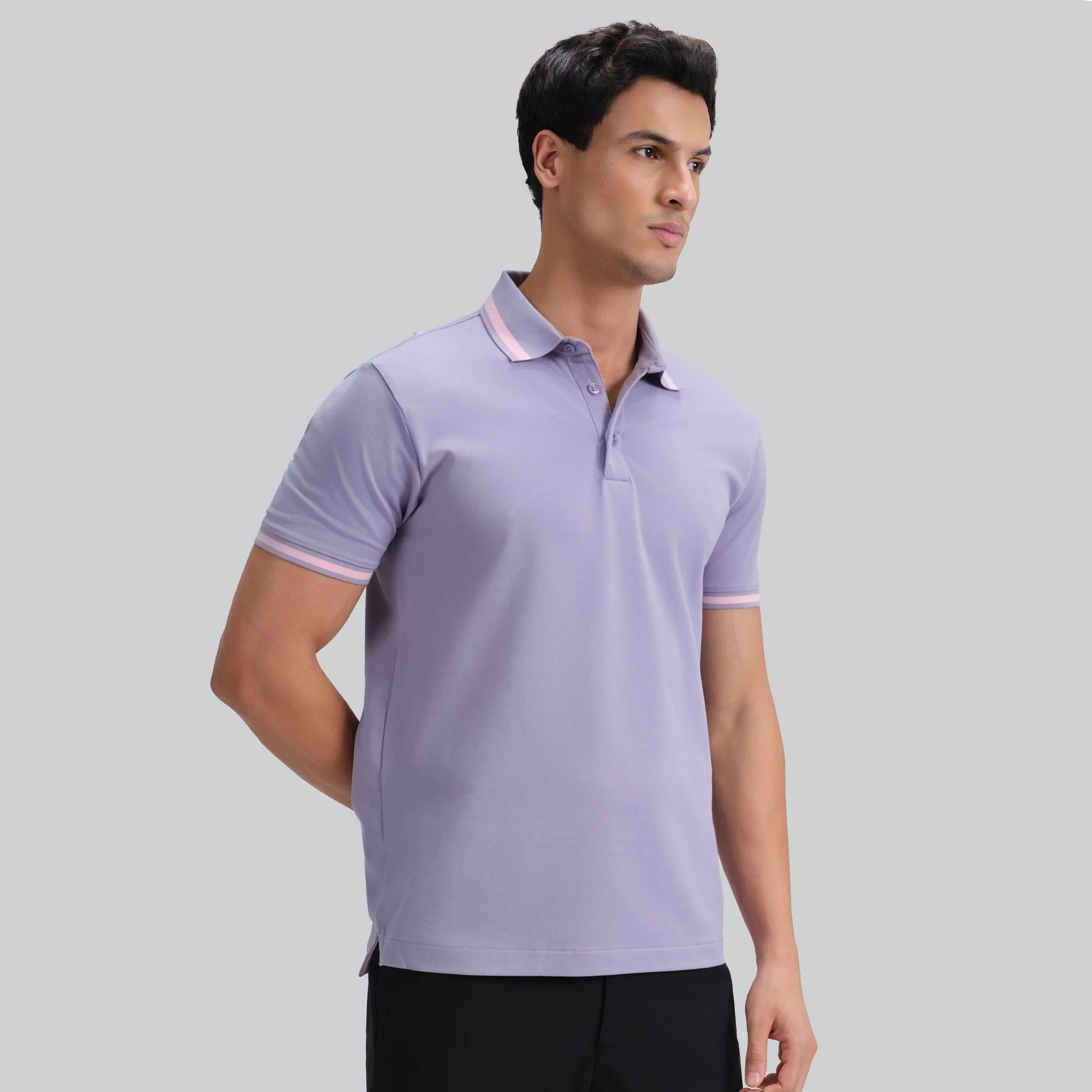 Pique Polo T-shirt - Purple Mist - Image 4