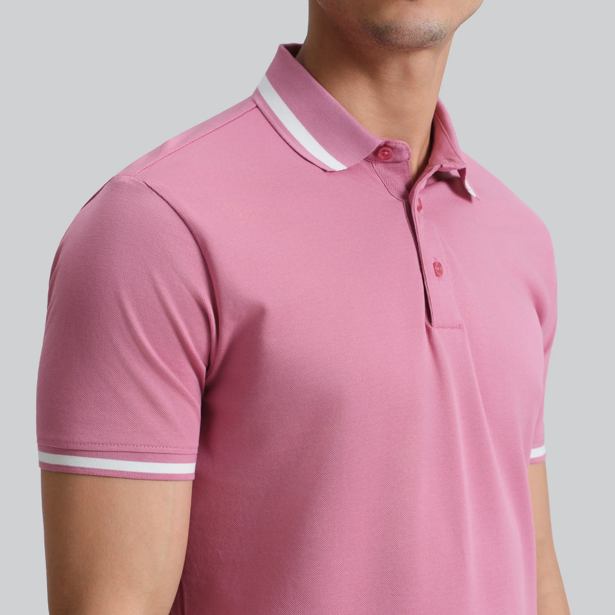 Pique Polo T-shirt - Vintage Pink - Image 2