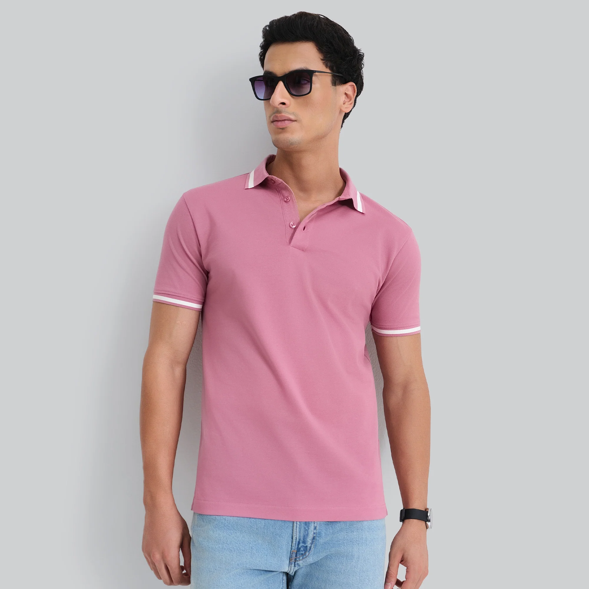 Pique Polo T-shirt - Vintage Pink - Image 4