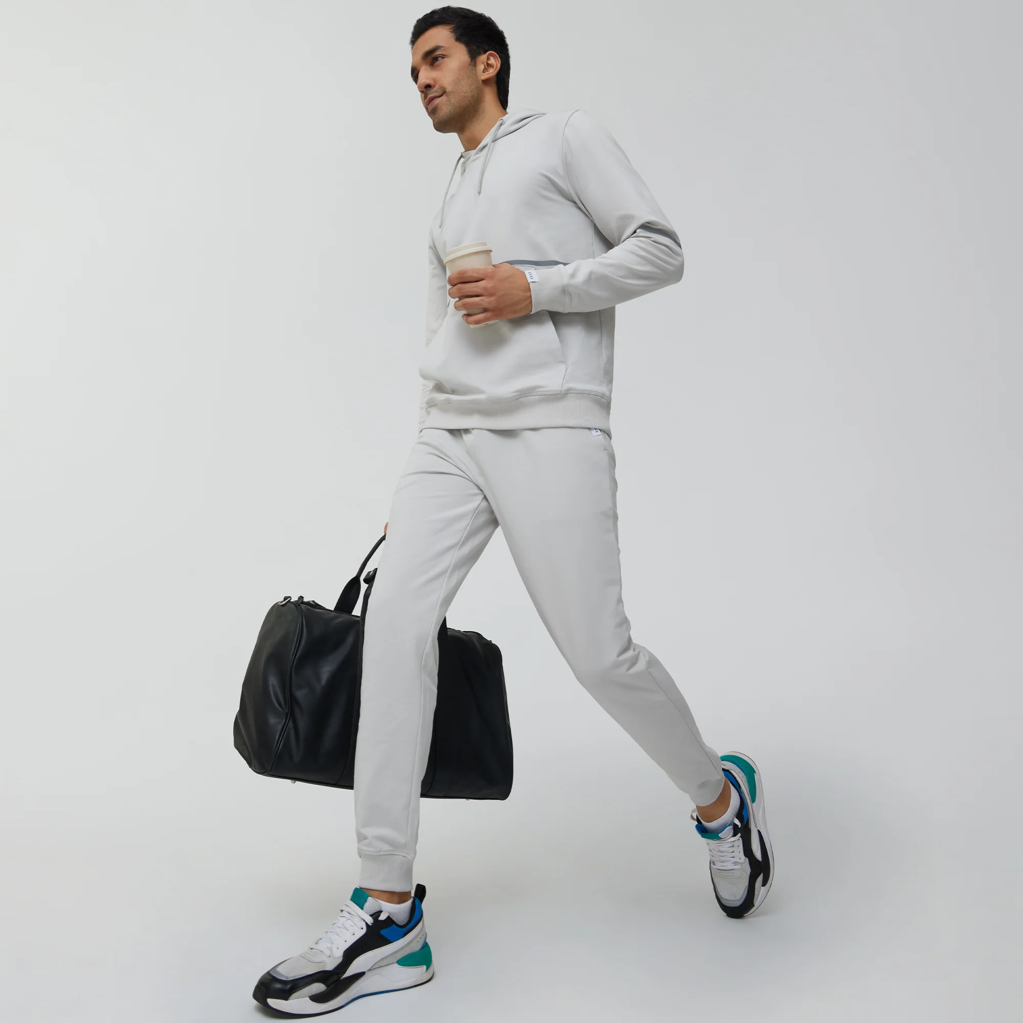 Ascent French Terry Cotton Blend Hoodie and Joggers Co-Ord Chrome White - Image 2