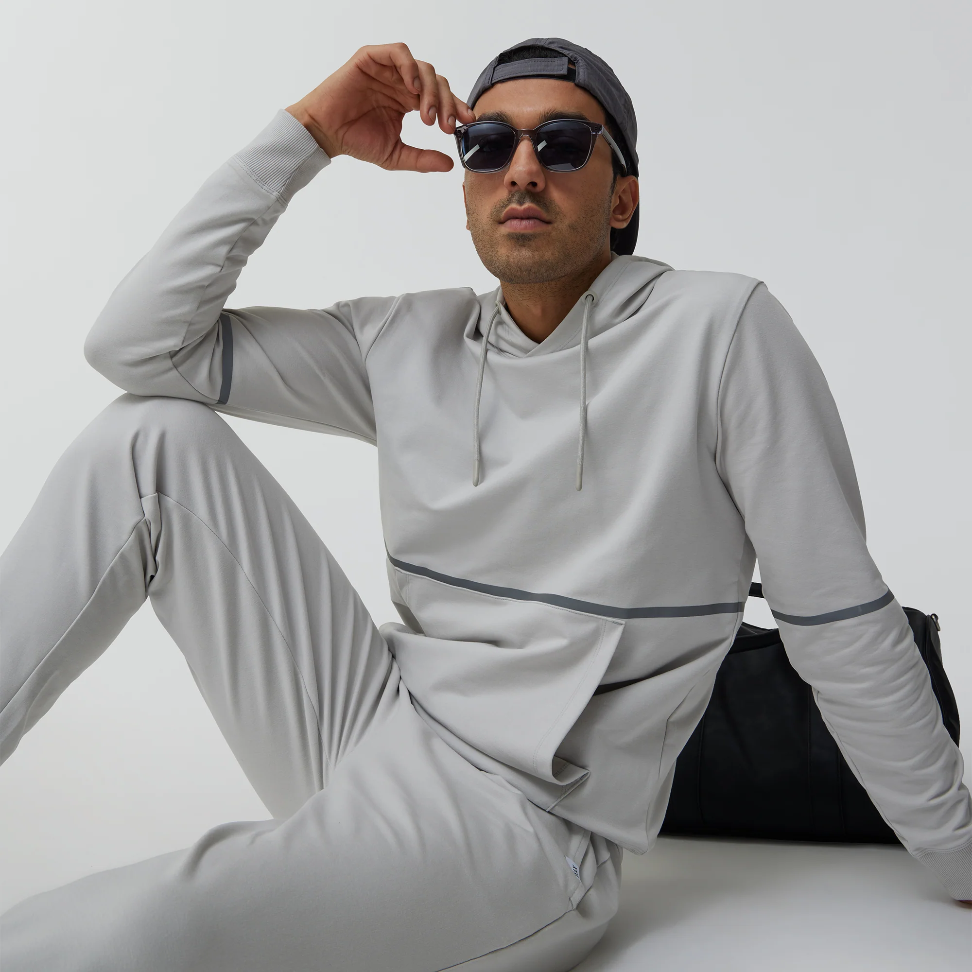 Ascent French Terry Cotton Blend Hoodie and Joggers Co-Ord Chrome White - Image 3