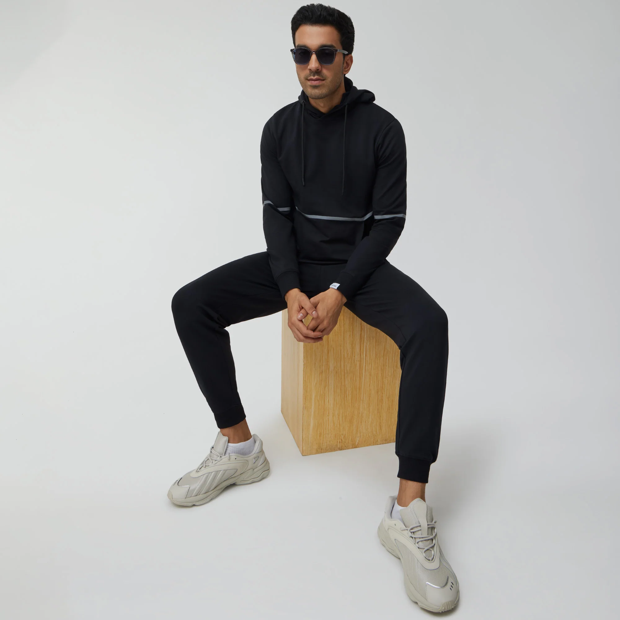 Ascent French Terry Cotton Blend Hoodie and Joggers Co-Ord Pitch Black - Image 2