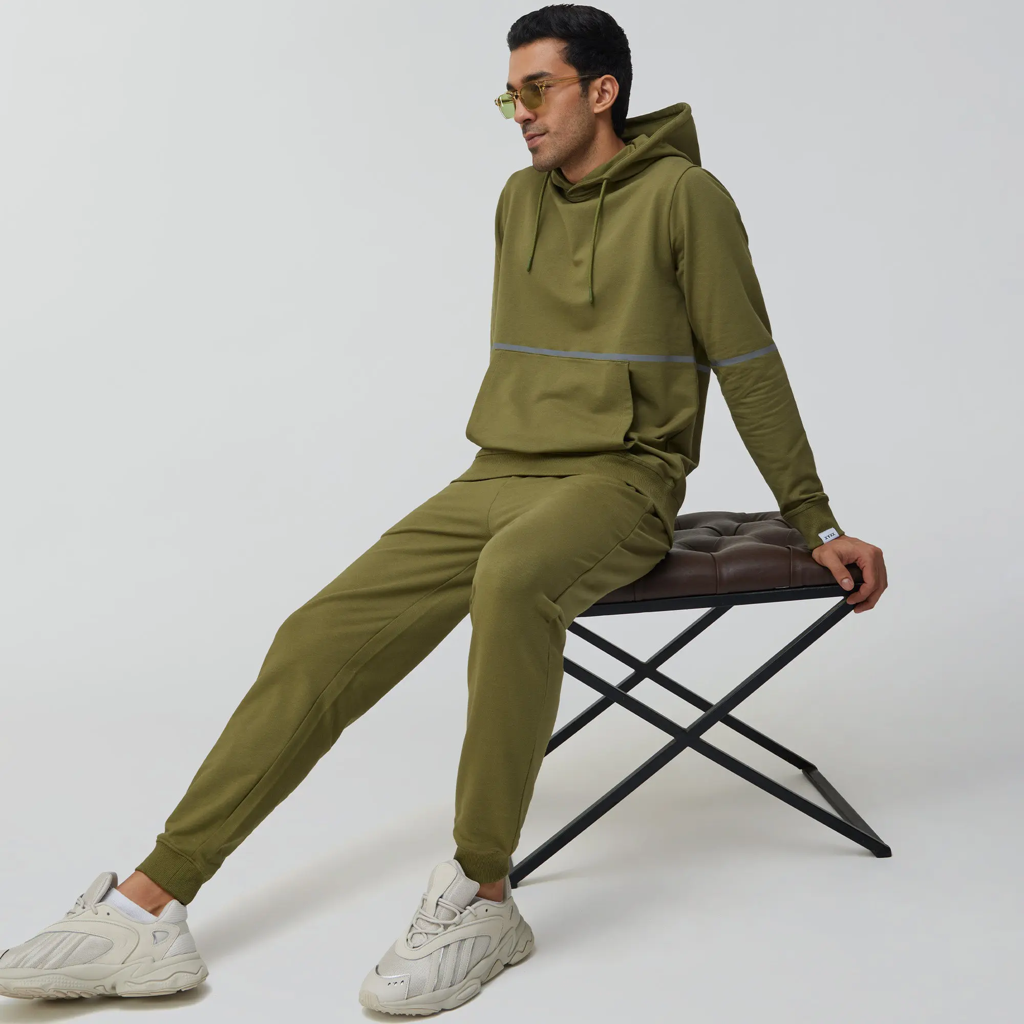 Ascent French Terry Cotton Blend Hoodies Olive Green - Image 2