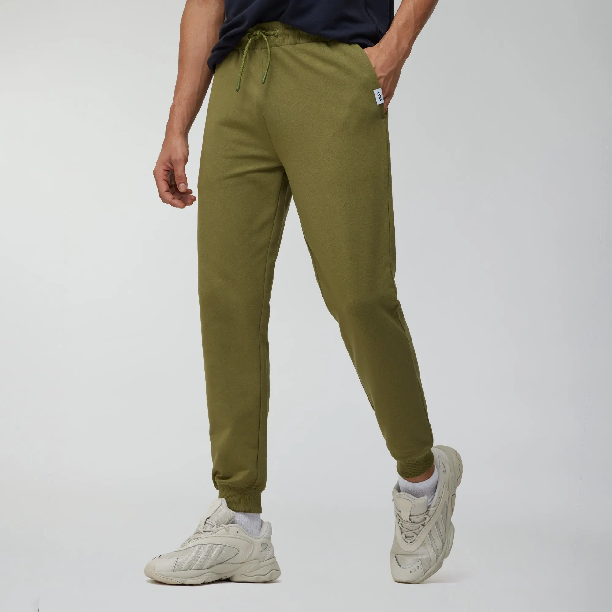 Ascent French Terry Cotton Blend Joggers Olive Green - Image 3