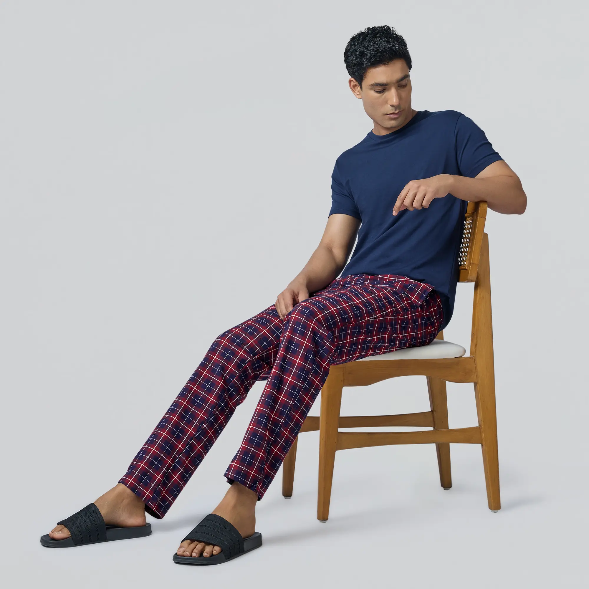 Checkmate Combed Cotton Pyjamas Autumn Maroon - Image 4