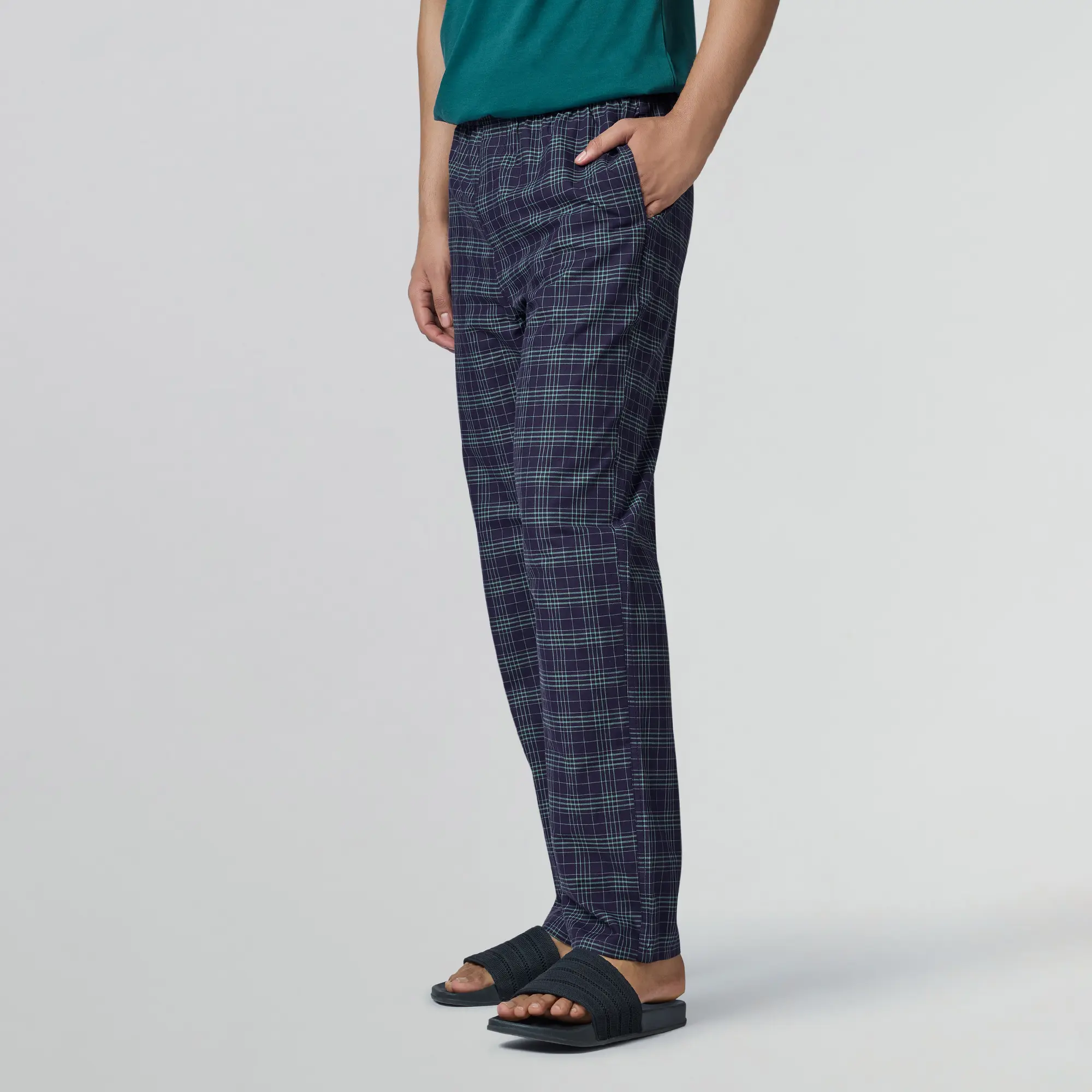 Checkmate Combed Cotton Pyjamas Storm Blue - Image 2