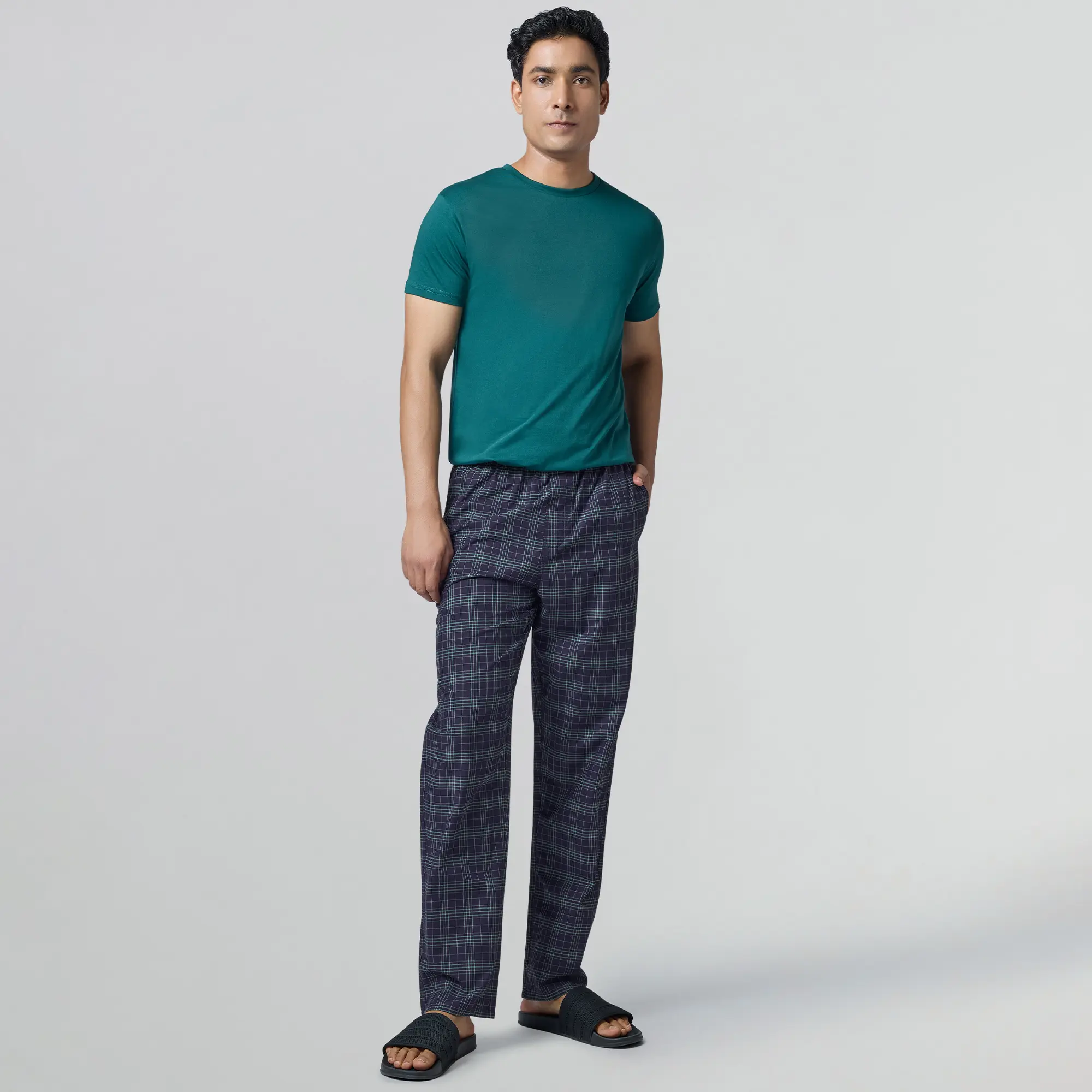 Checkmate Combed Cotton Pyjamas Storm Blue - Image 4