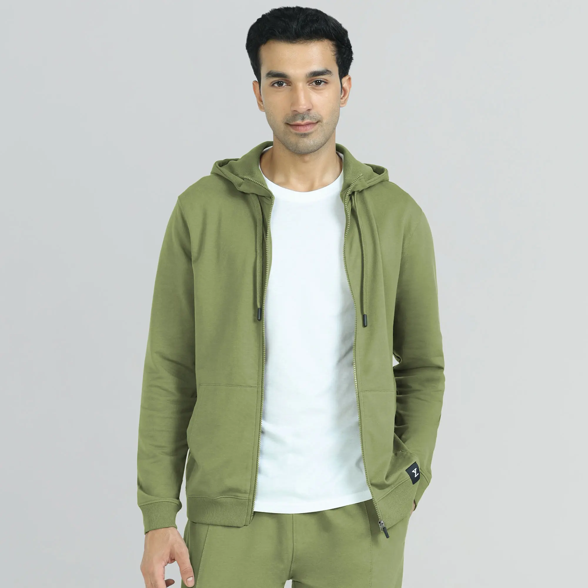 Cruze French Terry Cotton Hoodie Jackets Olive Green