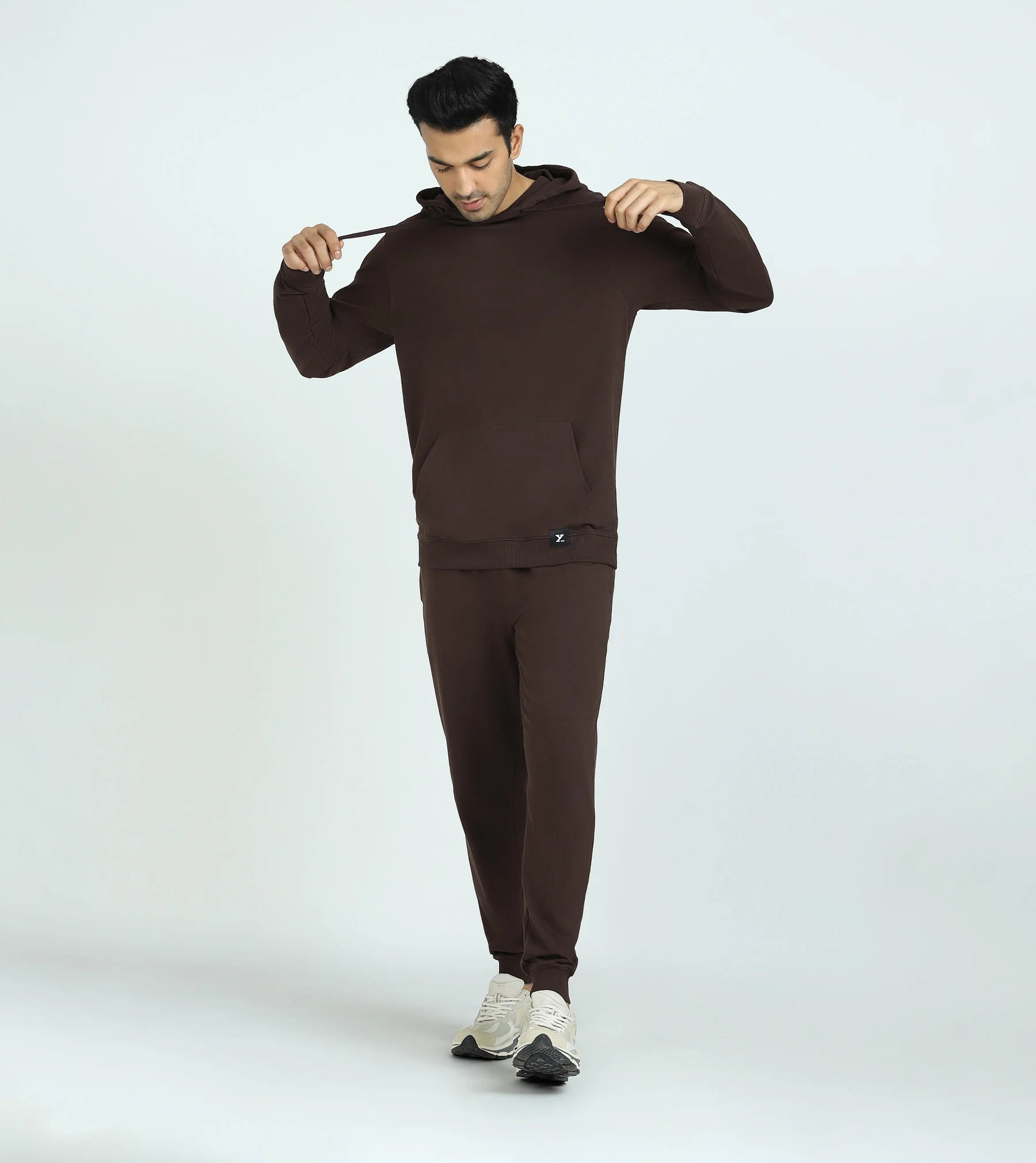 Cruze French Terry Cotton Hoodie and Joggers Co-Ord Set Malt Brown - Image 2