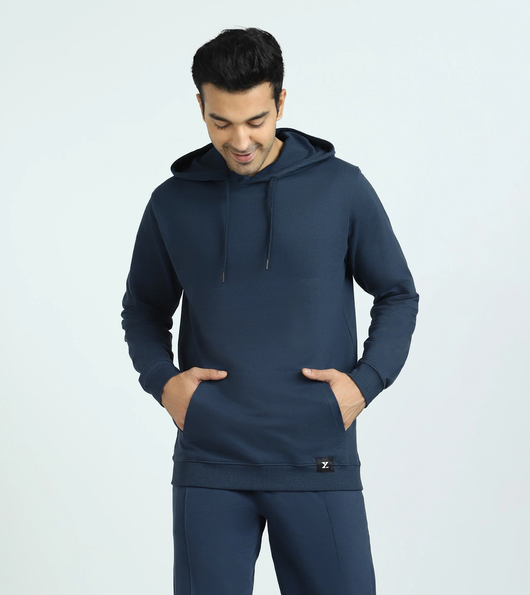 Cruze French Terry Cotton Hoodie and Joggers Co-Ord Set Opal Blue - Image 3