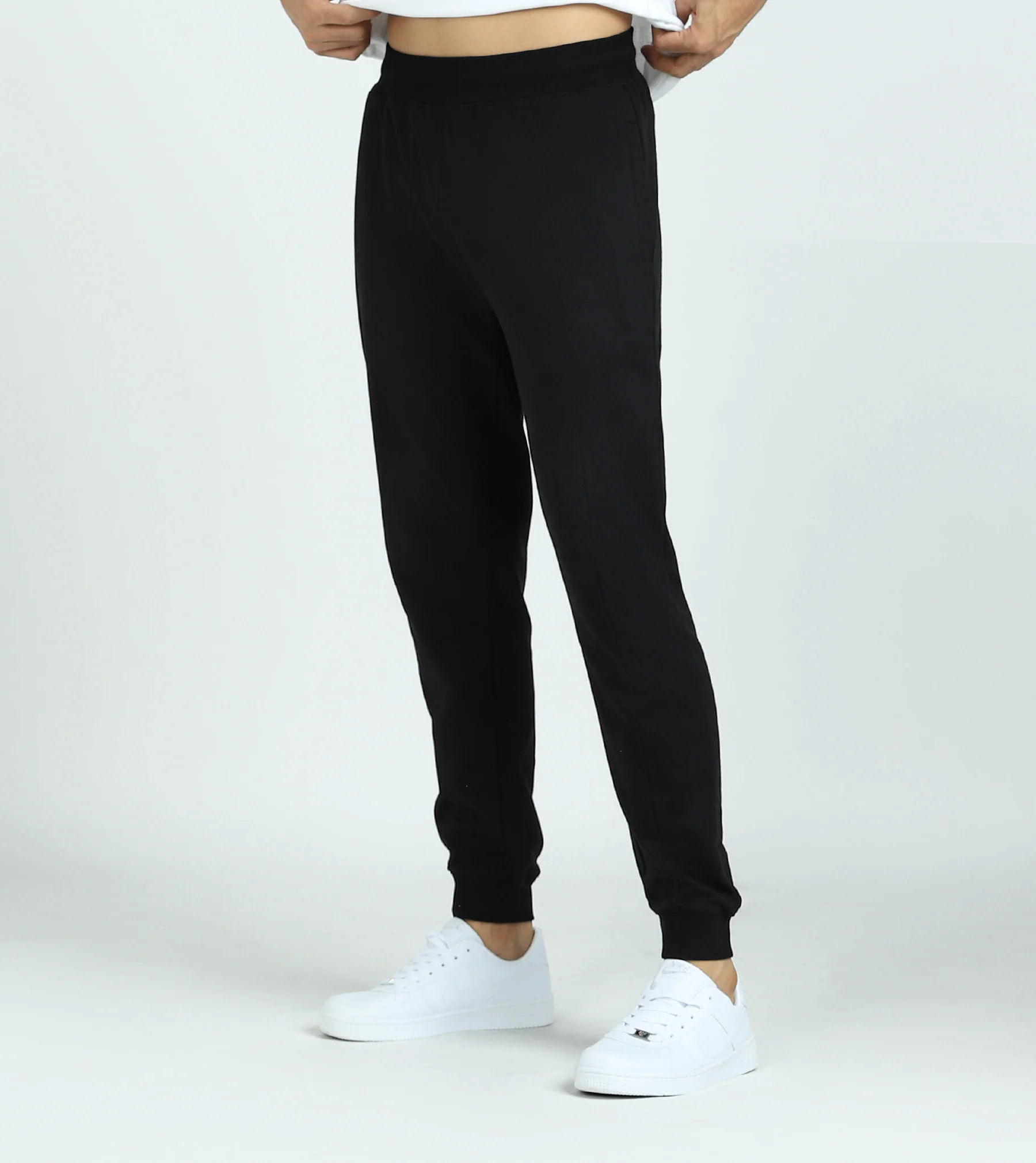 Cruze French Terry Cotton Hoodie and Joggers Co-Ord Set Pitch Black - Image 3