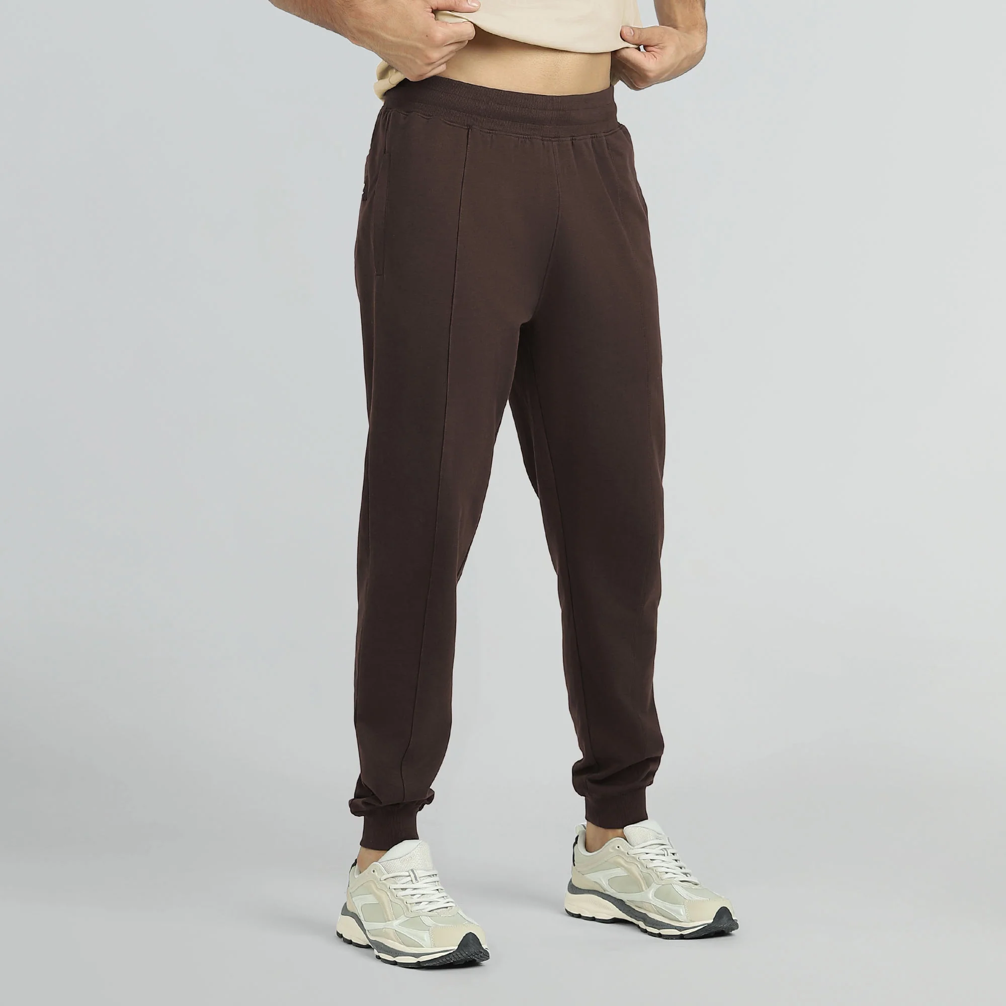 Cruze French Terry Cotton Joggers Malt Brown