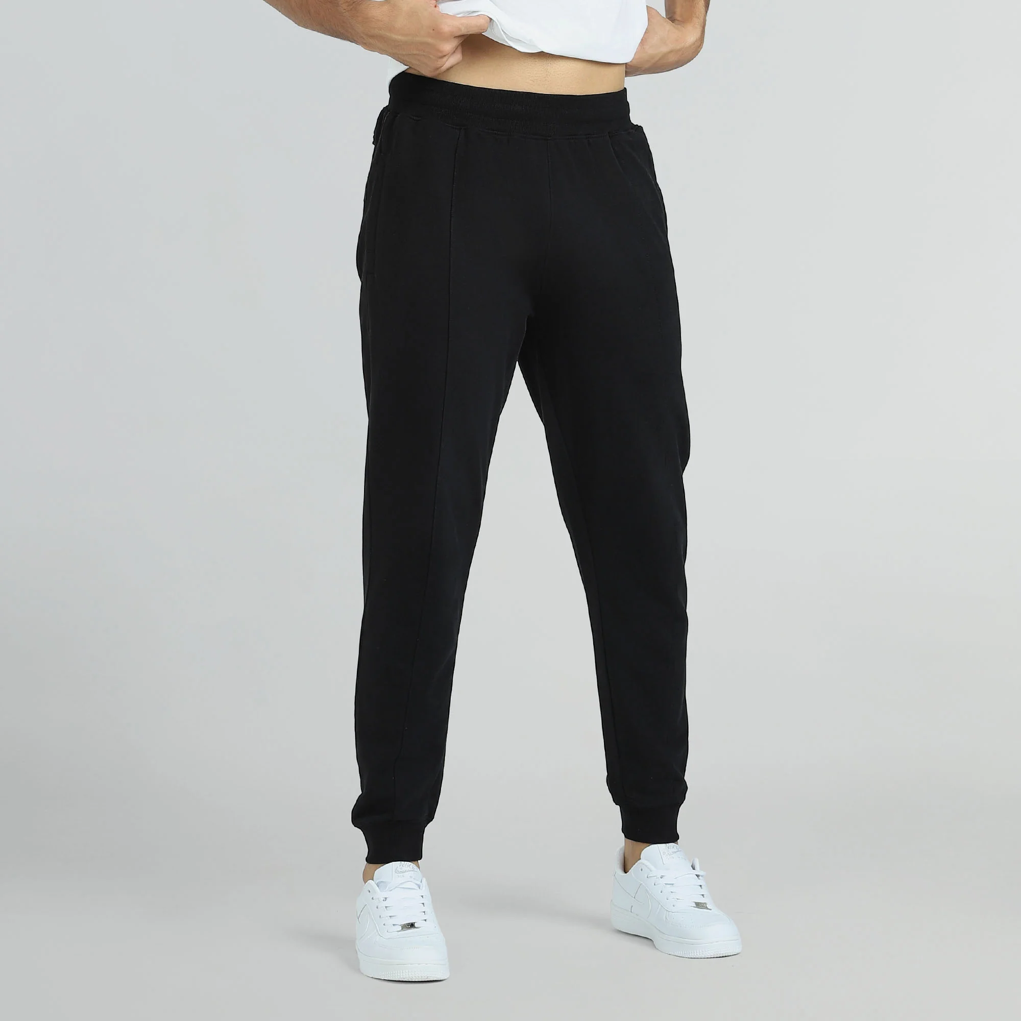 Cruze French Terry Cotton Joggers Pitch Black
