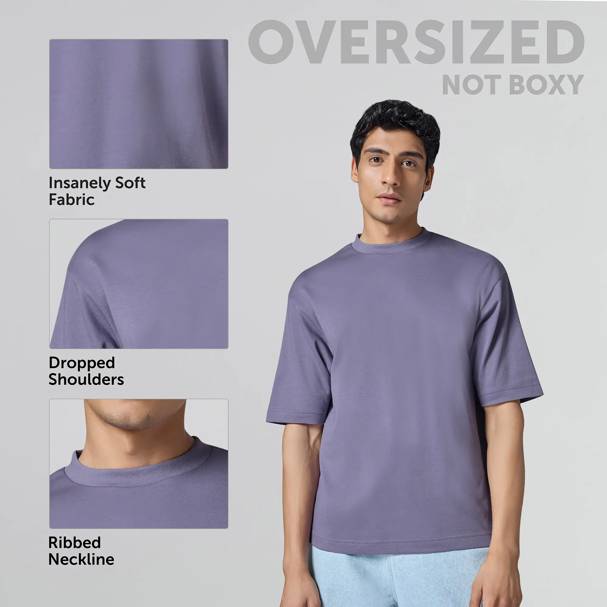 Drift Cotton Oversized T-shirts Dusty Purple - Image 2