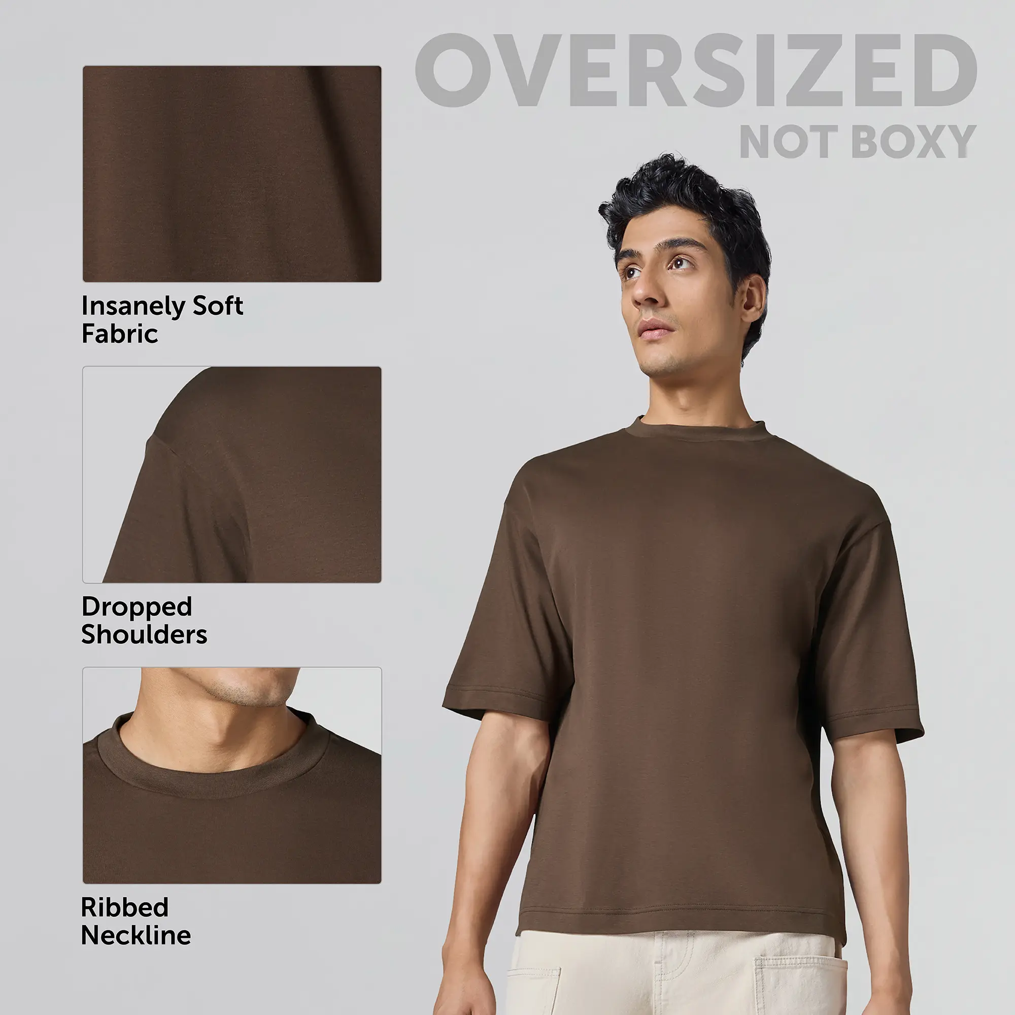 Drift Cotton Oversized T-shirts Espresso Brown - Image 2