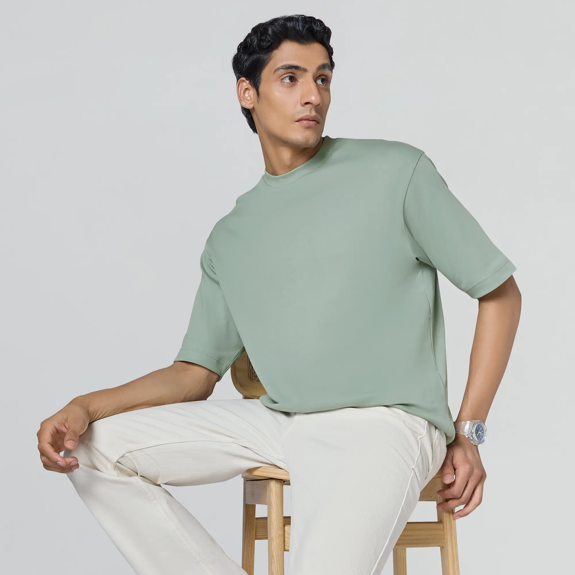 Drift Cotton Oversized T-shirts Sage Green