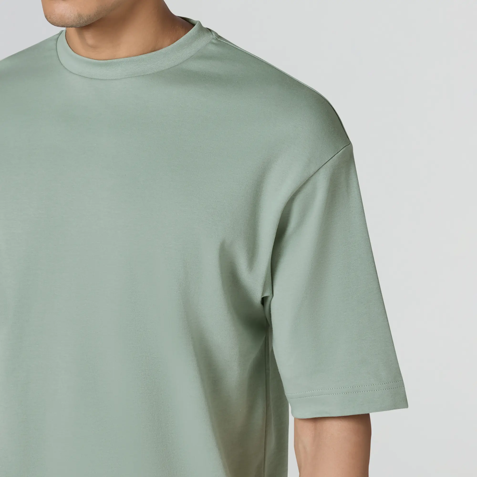 Drift Cotton Oversized T-shirts Sage Green - Image 5