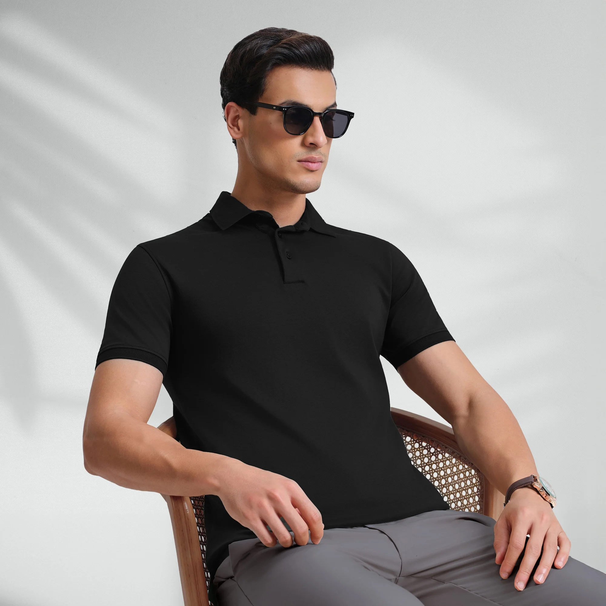 Supima Cotton Slim Fit Polo - Black Knight