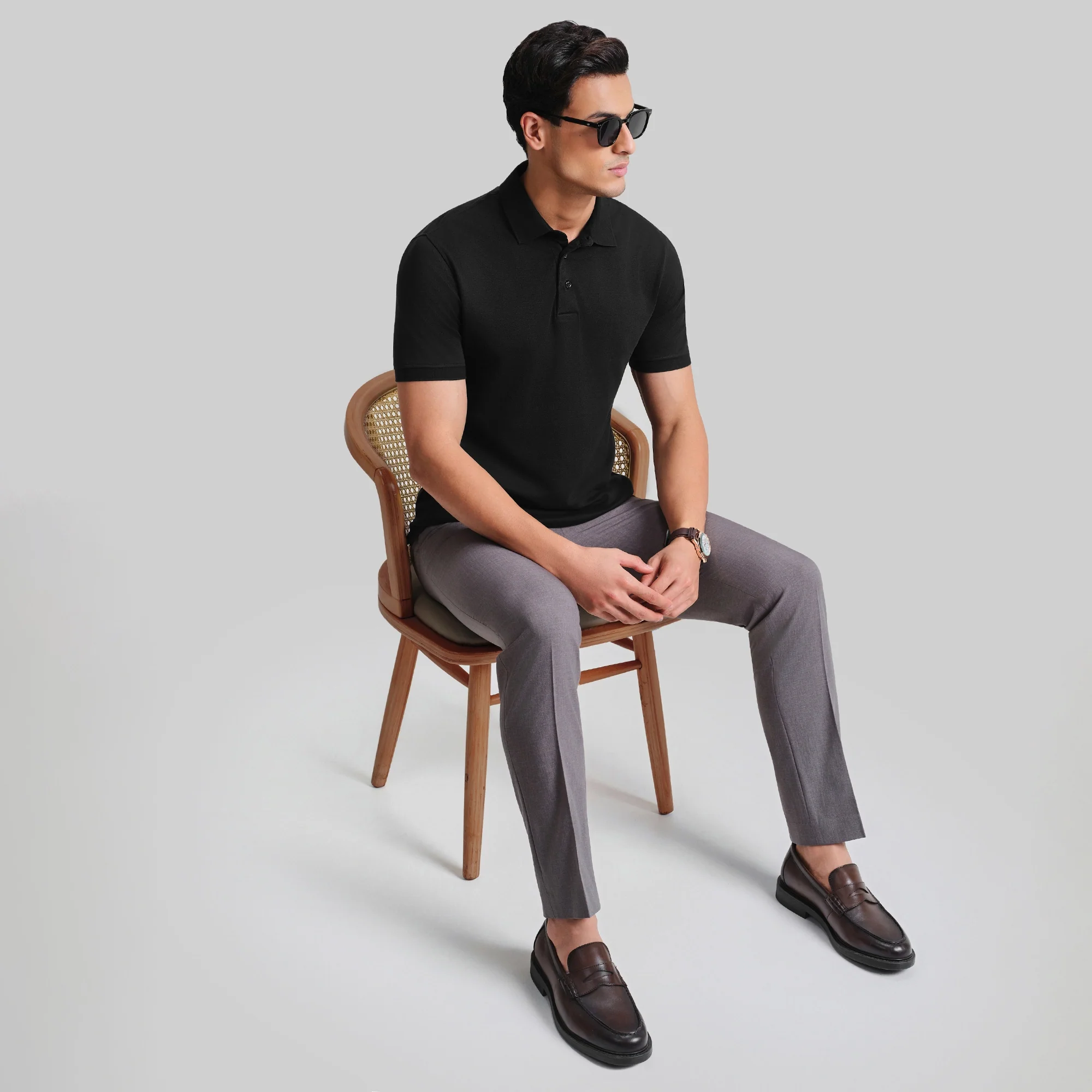Supima Cotton Slim Fit Polo - Black Knight - Image 6