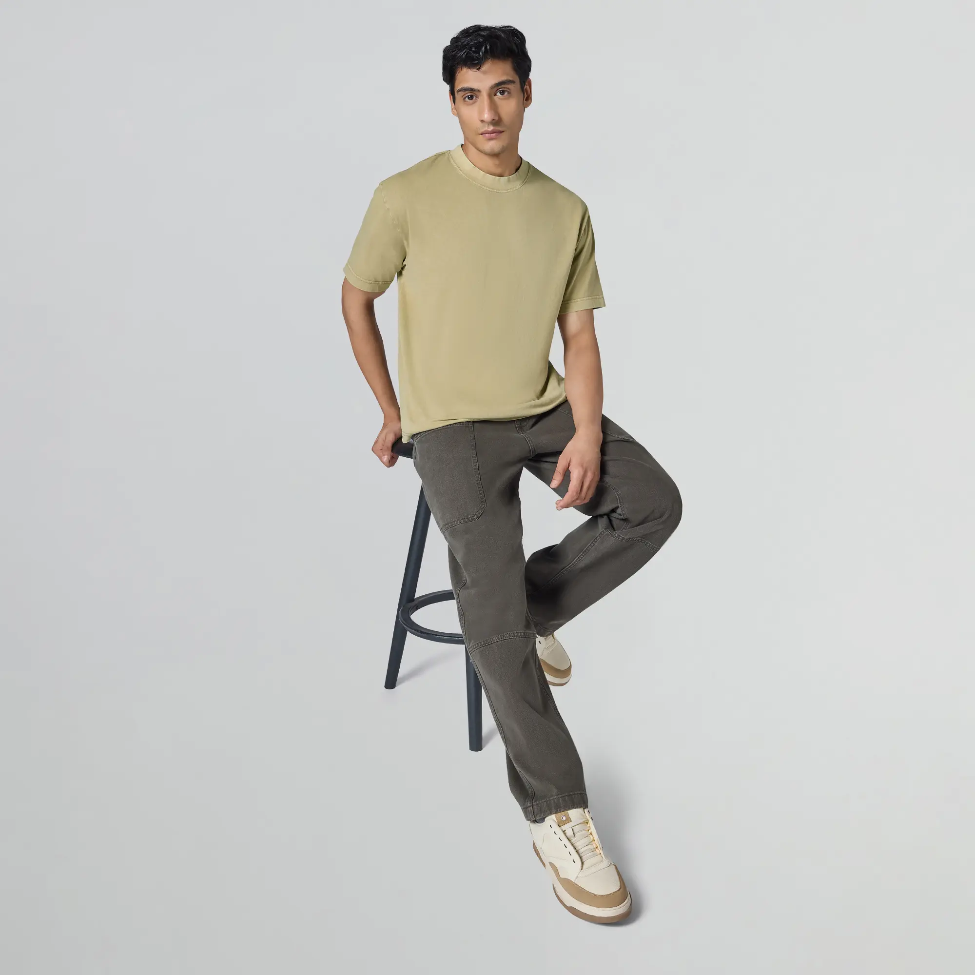 Haze Relaxed Fit Washed T-shirt - Camel Brown - Image 3
