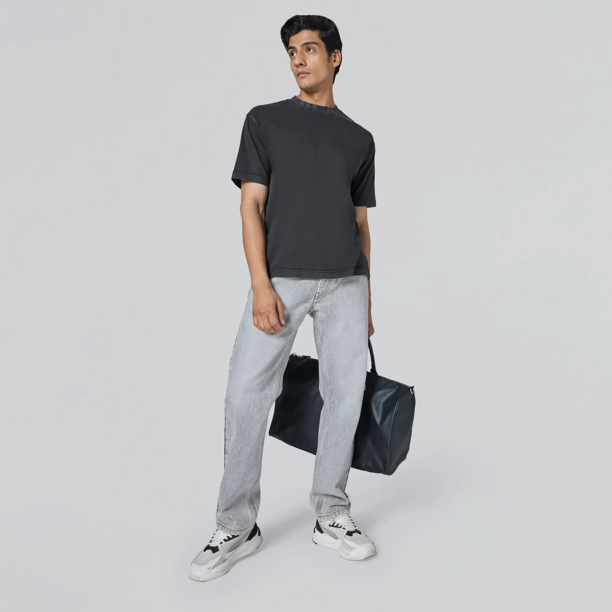 Haze Relaxed Fit Washed T-shirt - Pitch Black - Image 3