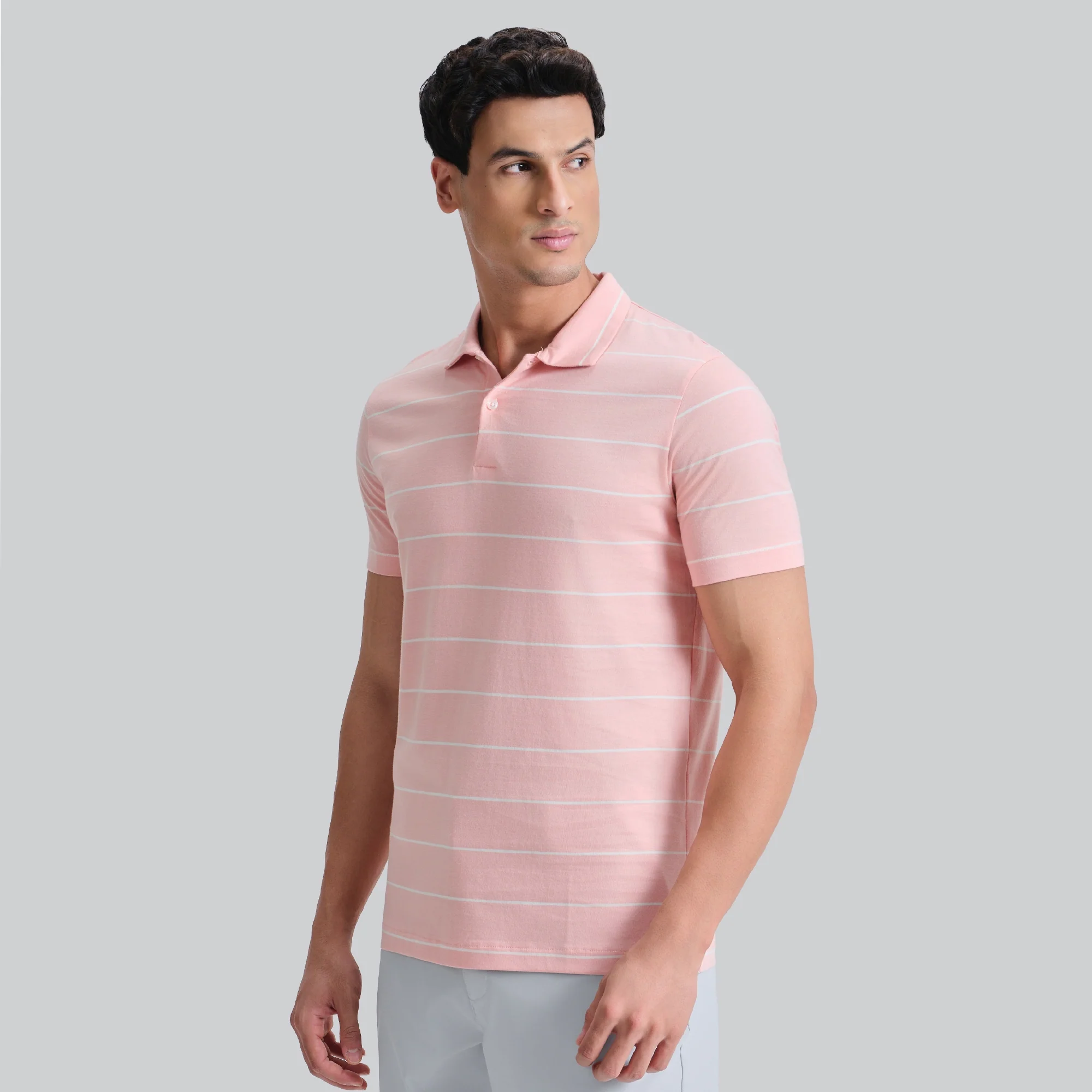 Linea Cotton Polo T-shirt - Coral Pink - Image 4