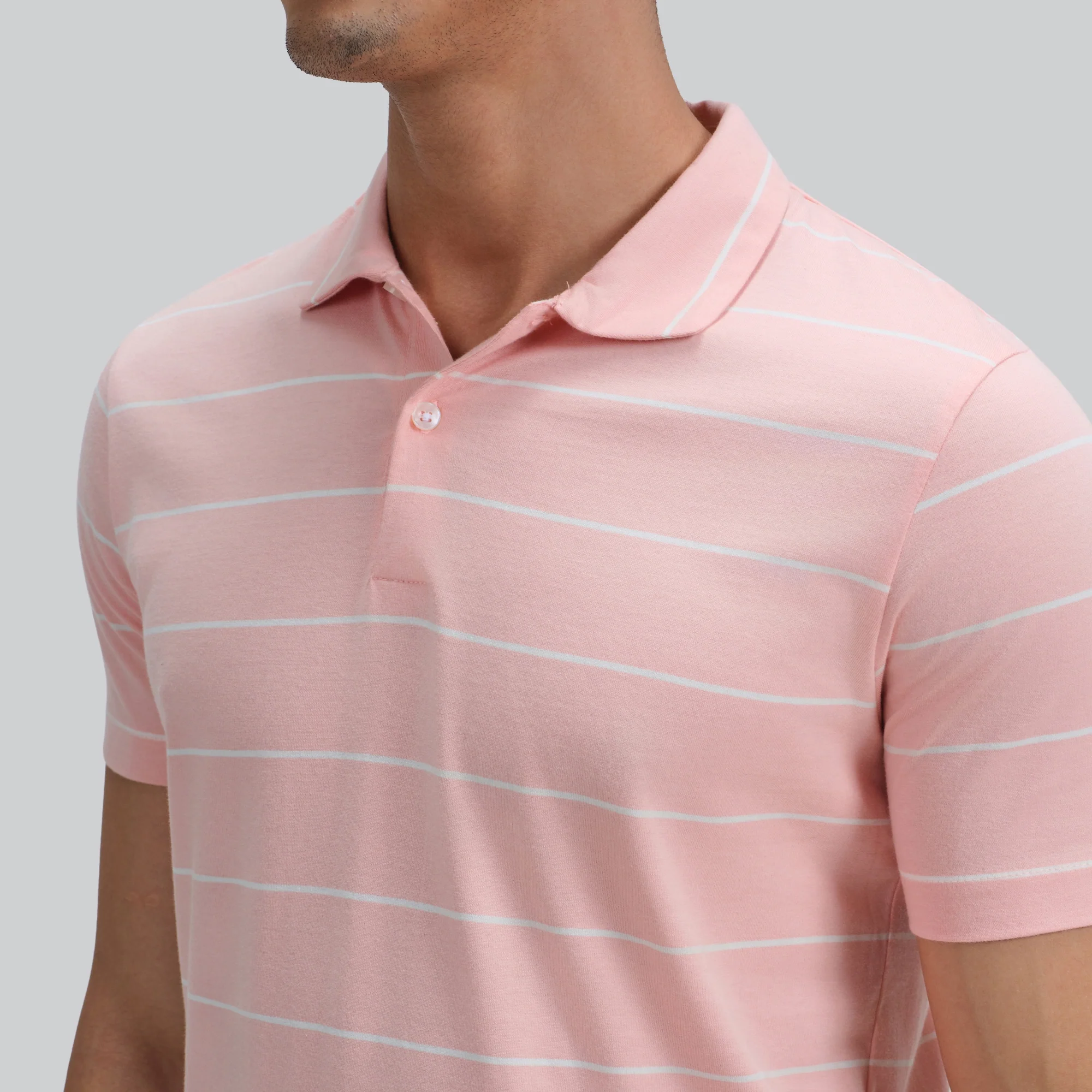 Linea Cotton Polo T-shirt - Coral Pink - Image 5